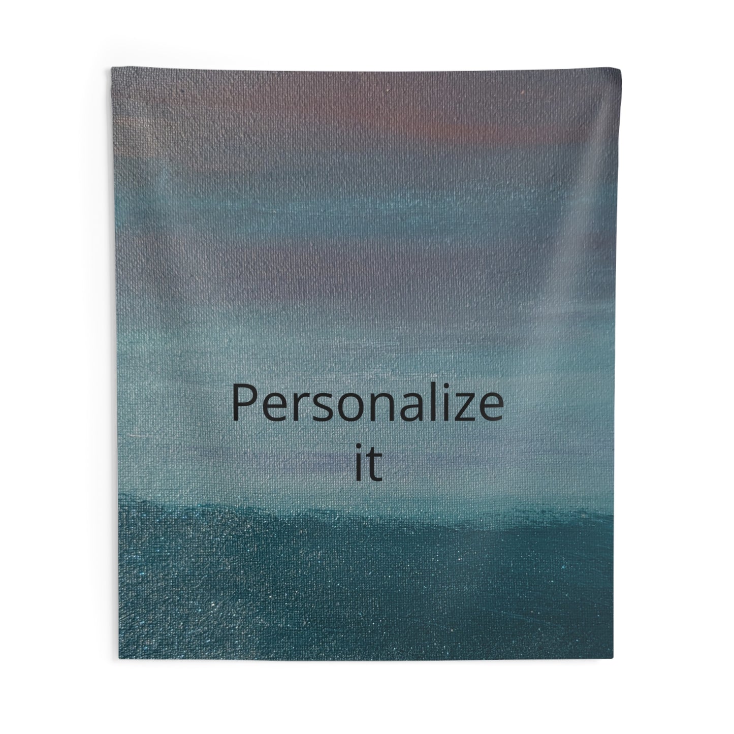 Personalized Sunset Ocean Wall Tapestry — Custom Name Indoor Beach Sky Decor