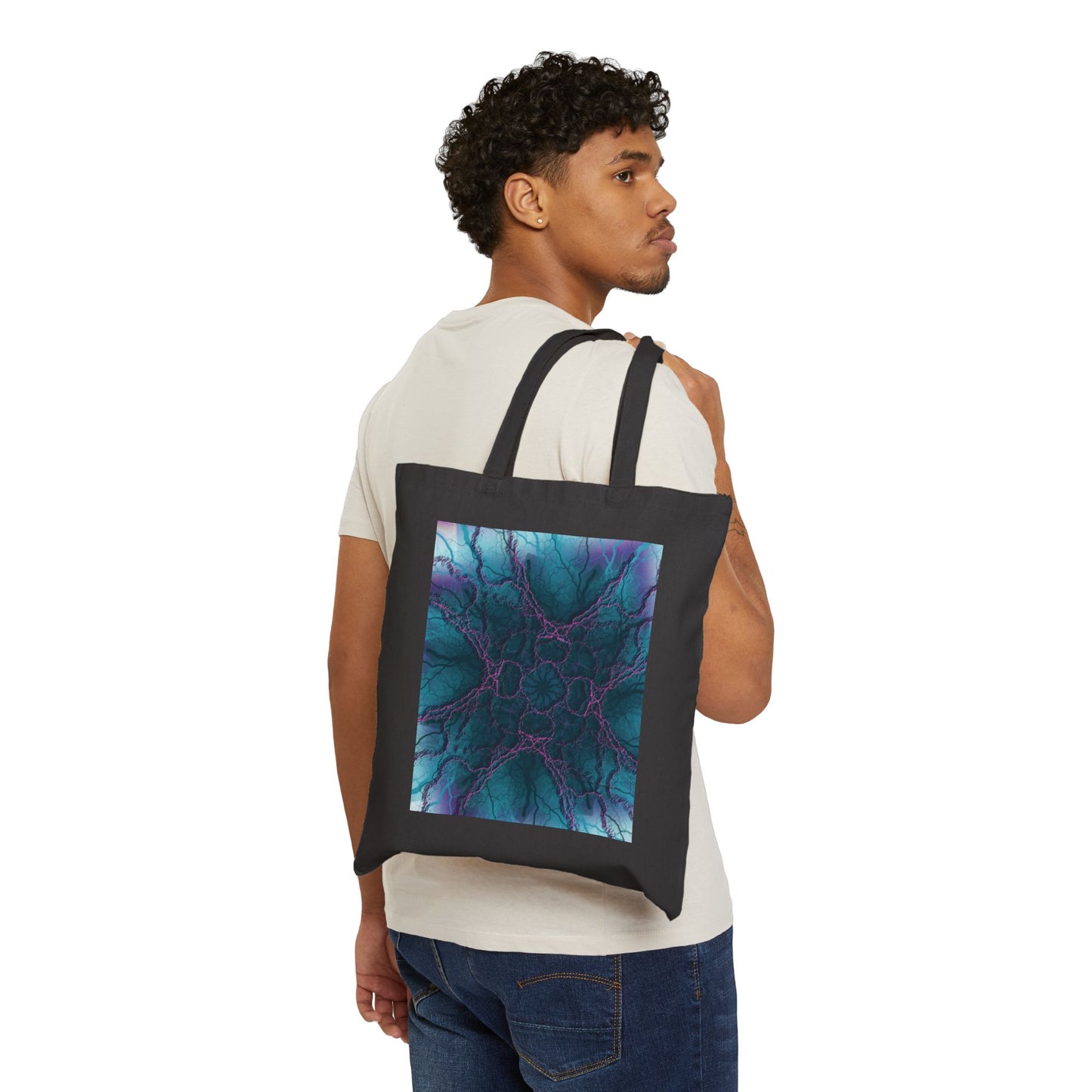 Mystic Bloom Abstract Teal & Purple Mandala Tote Bag