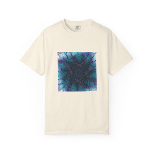 Mystic Bloom Tee — Teal & Purple Geometric Art T-Shirt
