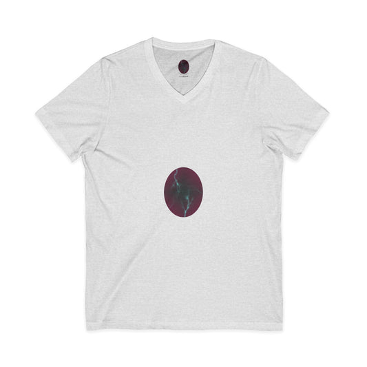 Cosmic Current – Dreamy Electric Magenta & Blue Abstract Women’s V-Neck T‑Shirt