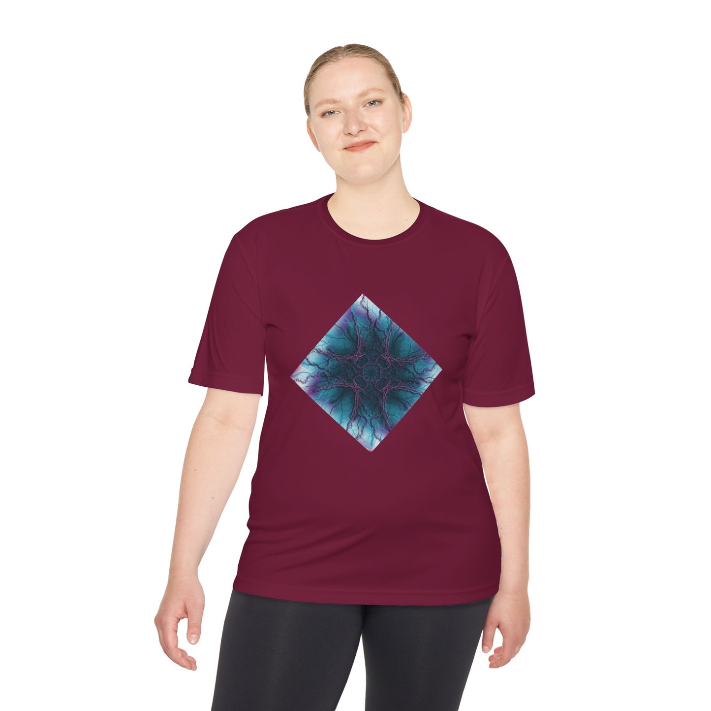 Mystic Bloom Teal & Purple Mandala Graphic Moisture-Wicking Tee