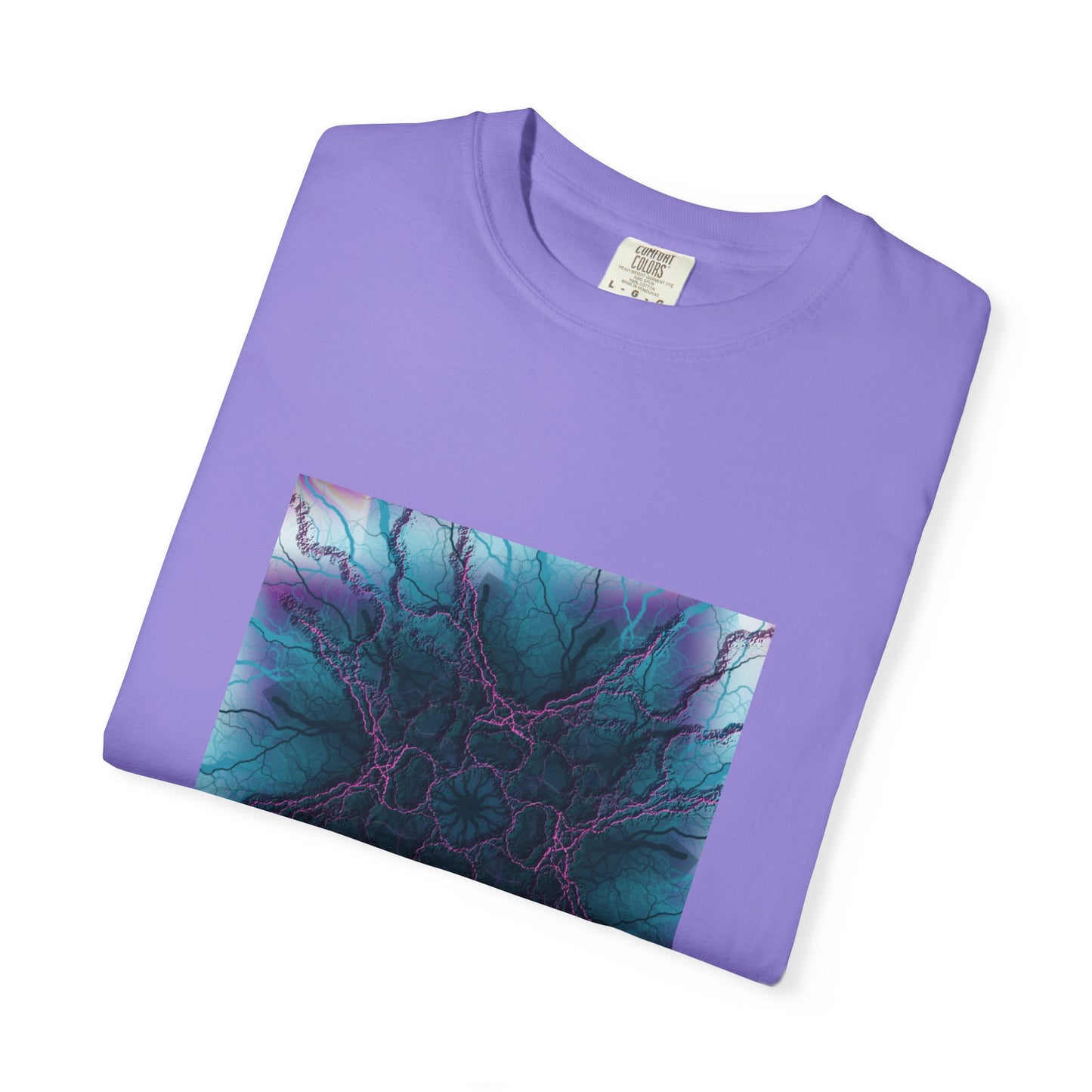 Mystic Bloom Tee — Teal & Purple Geometric Art T-Shirt