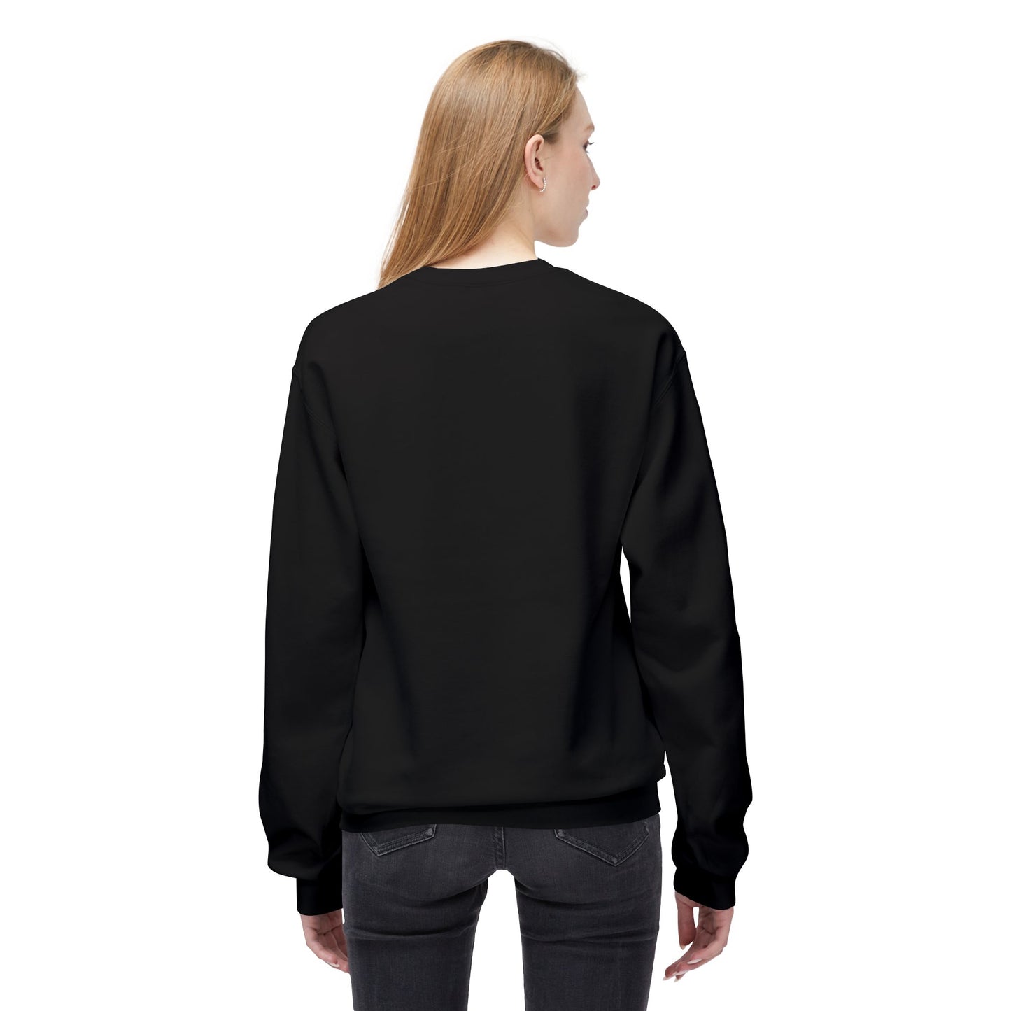 Cosmic Current Crewneck Sweatshirt — Minimal Dark Moon Oval Graphic