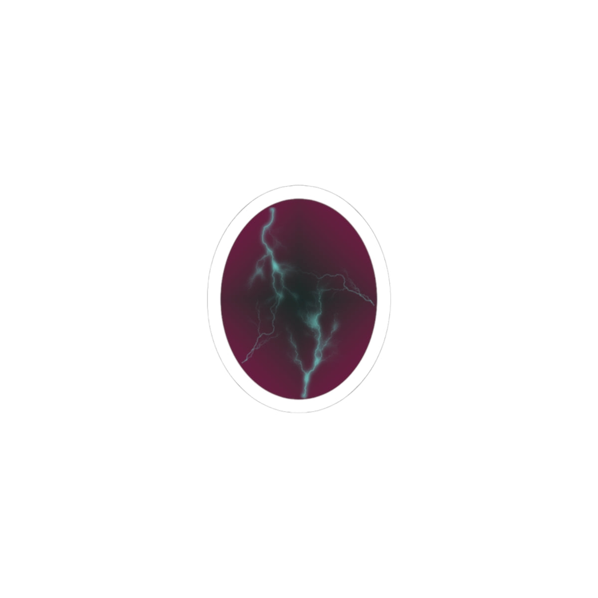 Cosmic Current Dark Purple Origin Dragon Egg Kiss-Cut Sticker — Teal Lightning Crack Design