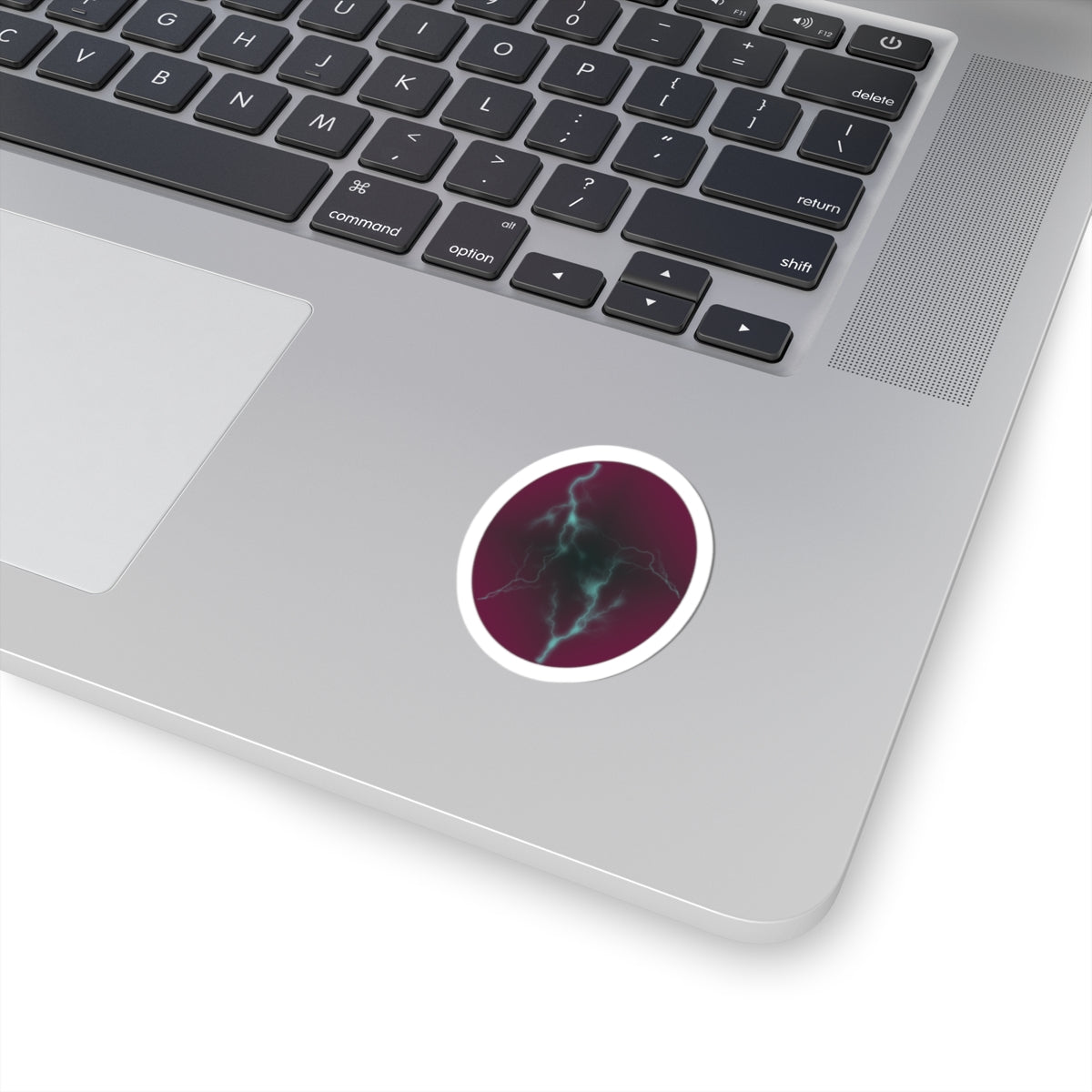 Cosmic Current Dark Purple Origin Dragon Egg Kiss-Cut Sticker — Teal Lightning Crack Design