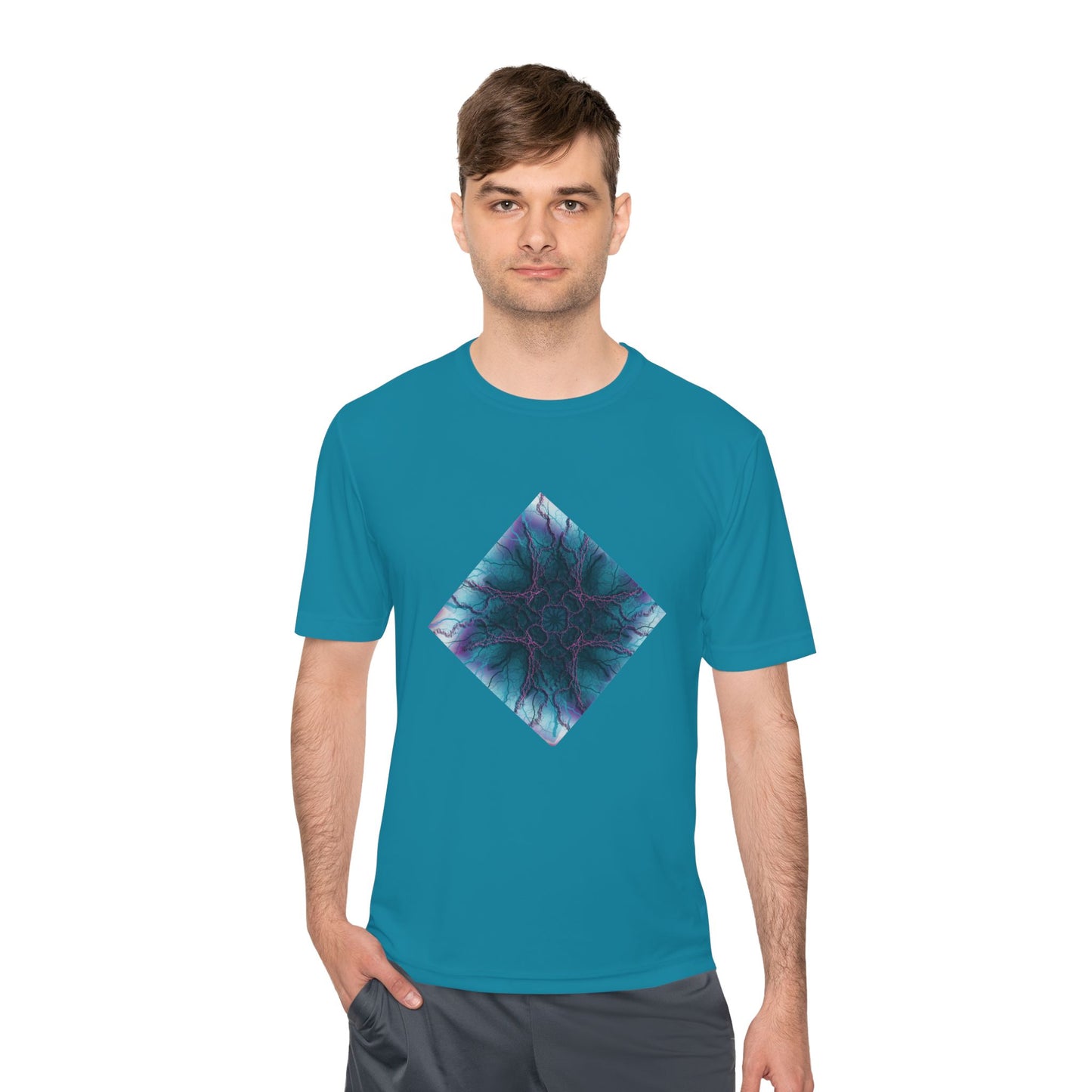 Mystic Bloom Teal & Purple Mandala Graphic Moisture-Wicking Tee