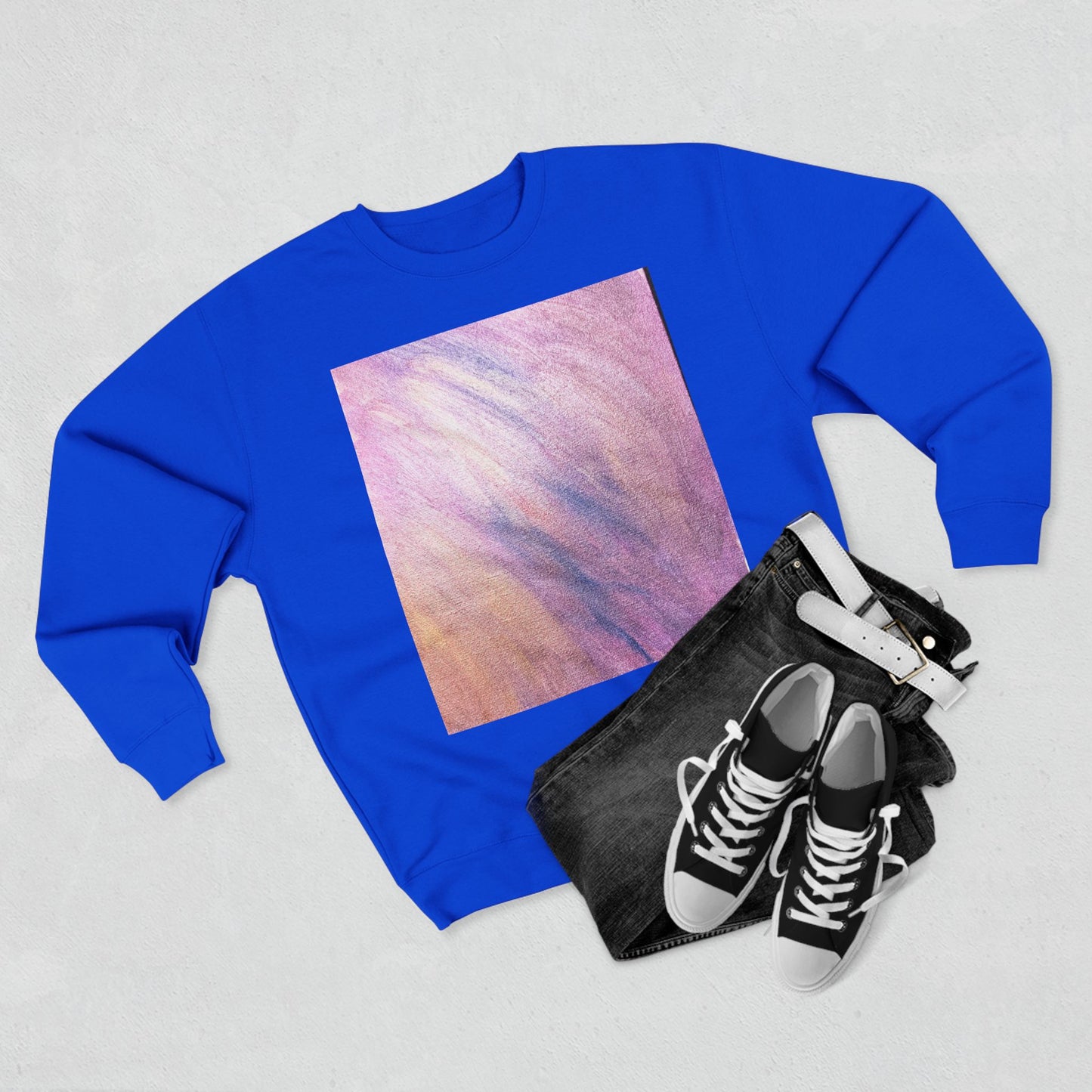 "Dreamwave Drift" Crewneck Sweatshirt – Soft Pink & Lavender Abstract Design