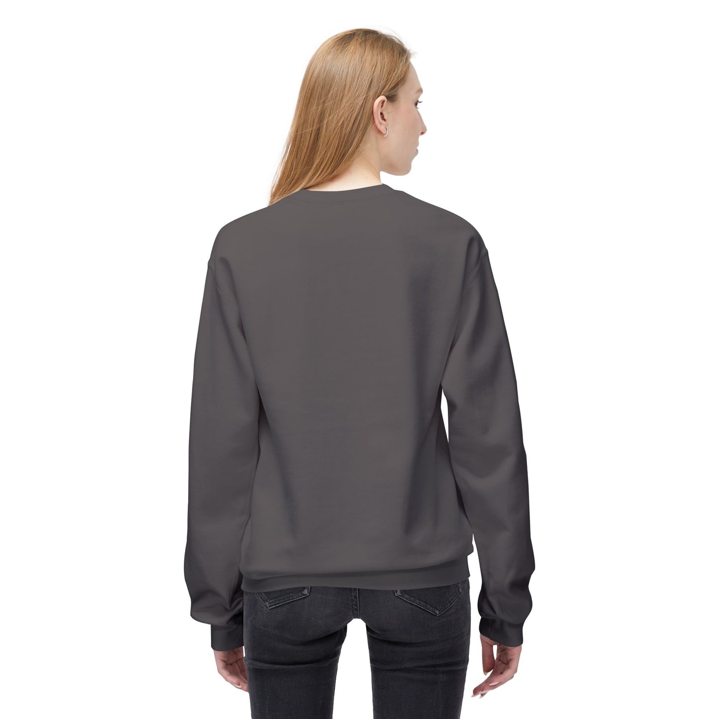 Cosmic Current Crewneck Sweatshirt — Minimal Dark Moon Oval Graphic