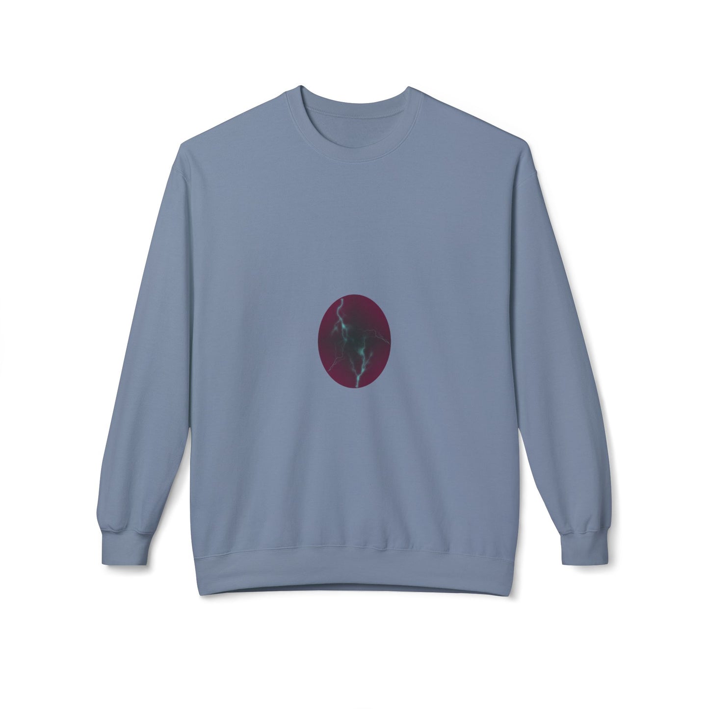 Cosmic Current Crewneck Sweatshirt — Minimal Dark Moon Oval Graphic