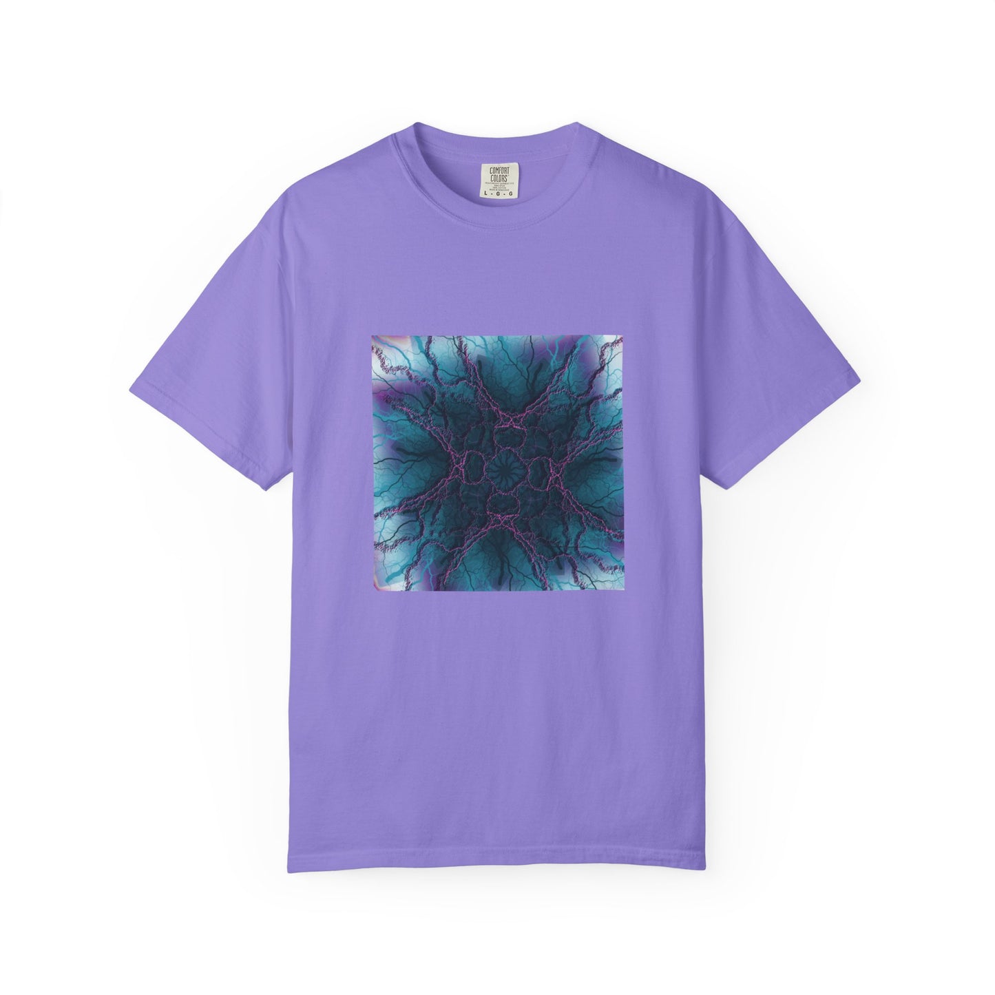 Mystic Bloom Tee — Teal & Purple Geometric Art T-Shirt
