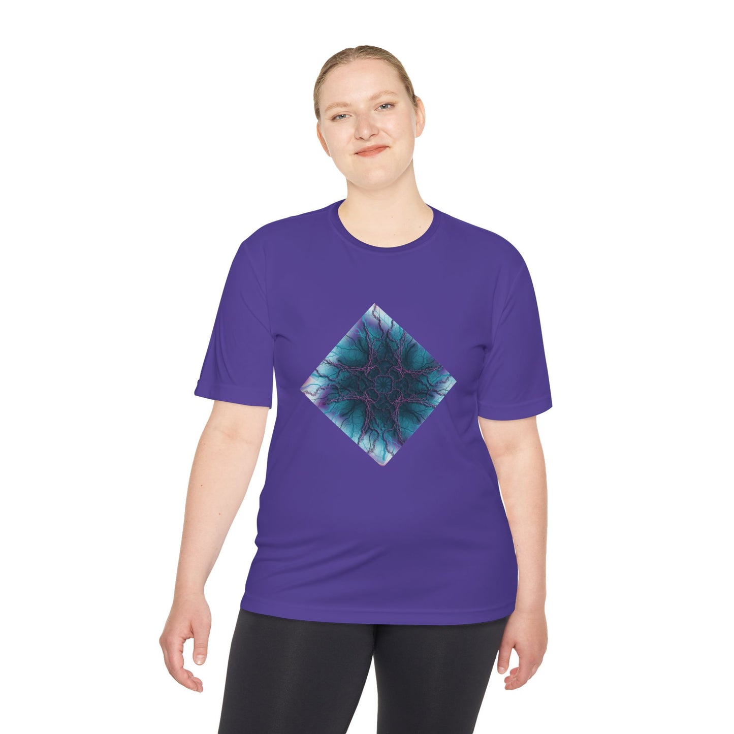 Mystic Bloom Teal & Purple Mandala Graphic Moisture-Wicking Tee