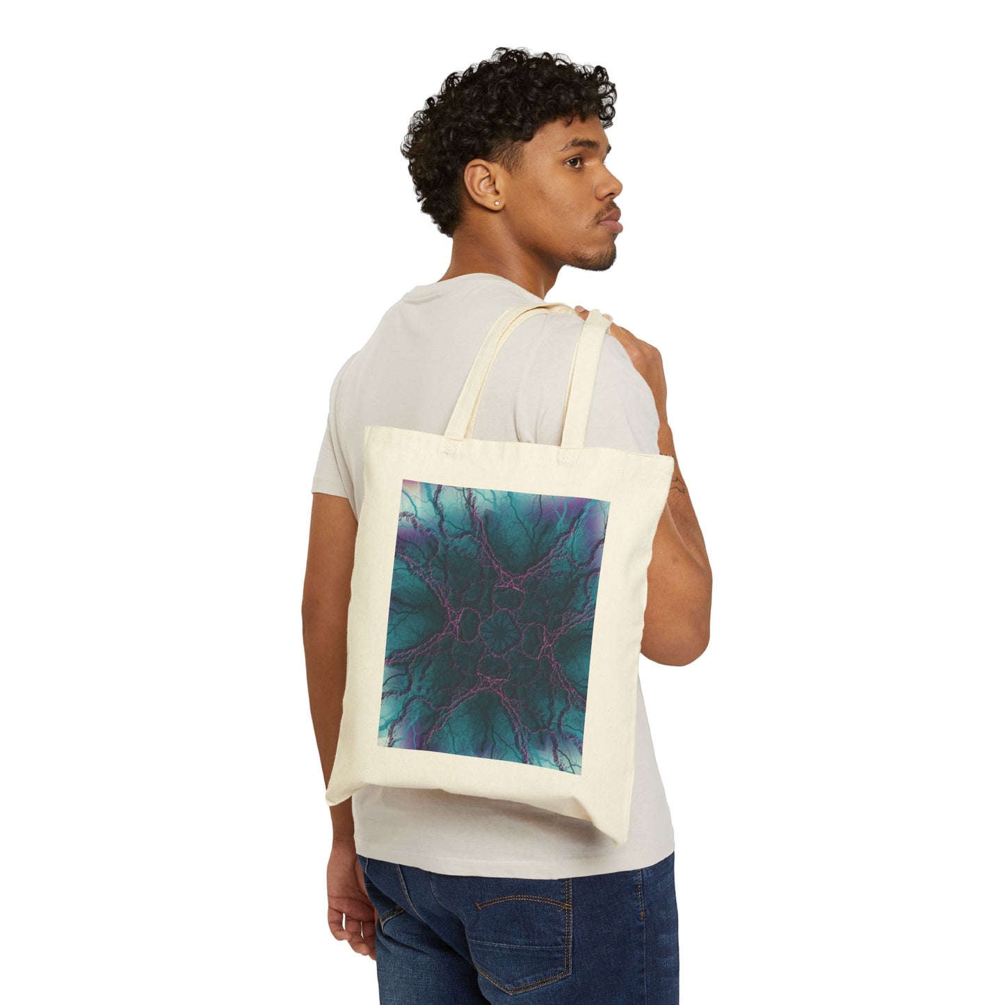 Mystic Bloom Abstract Teal & Purple Mandala Tote Bag