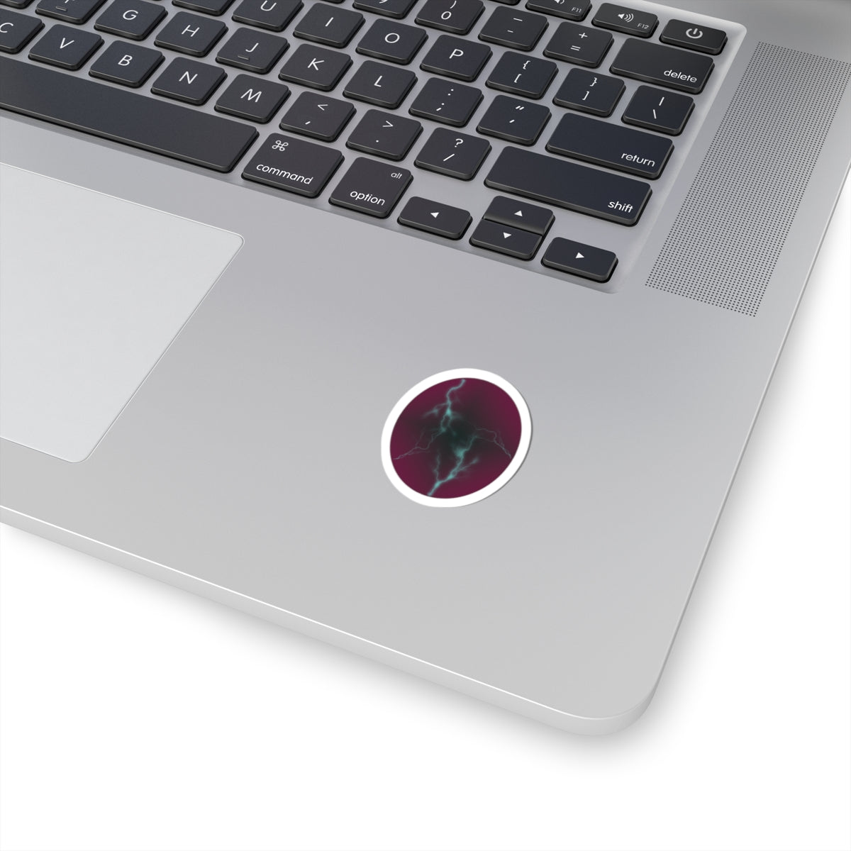 Cosmic Current Dark Purple Origin Dragon Egg Kiss-Cut Sticker — Teal Lightning Crack Design