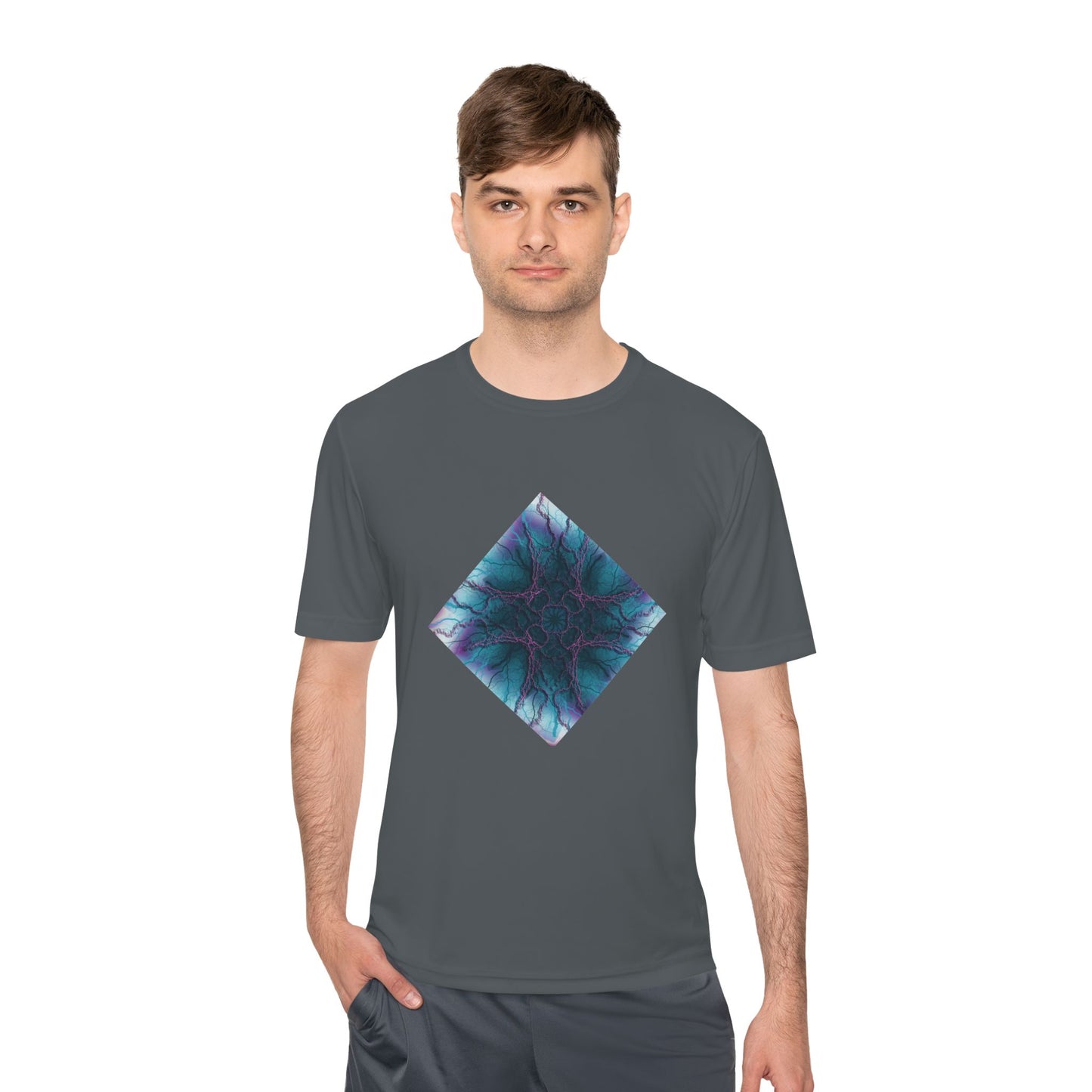Mystic Bloom Teal & Purple Mandala Graphic Moisture-Wicking Tee