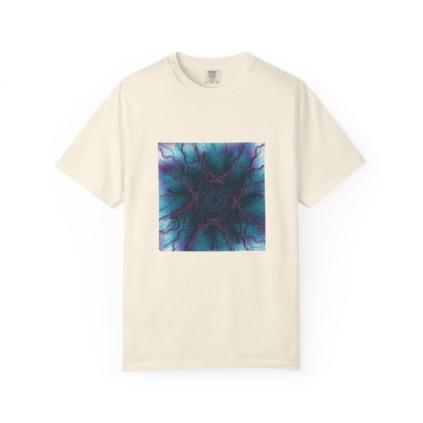 Mystic Bloom Tee — Teal & Purple Geometric Art T-Shirt