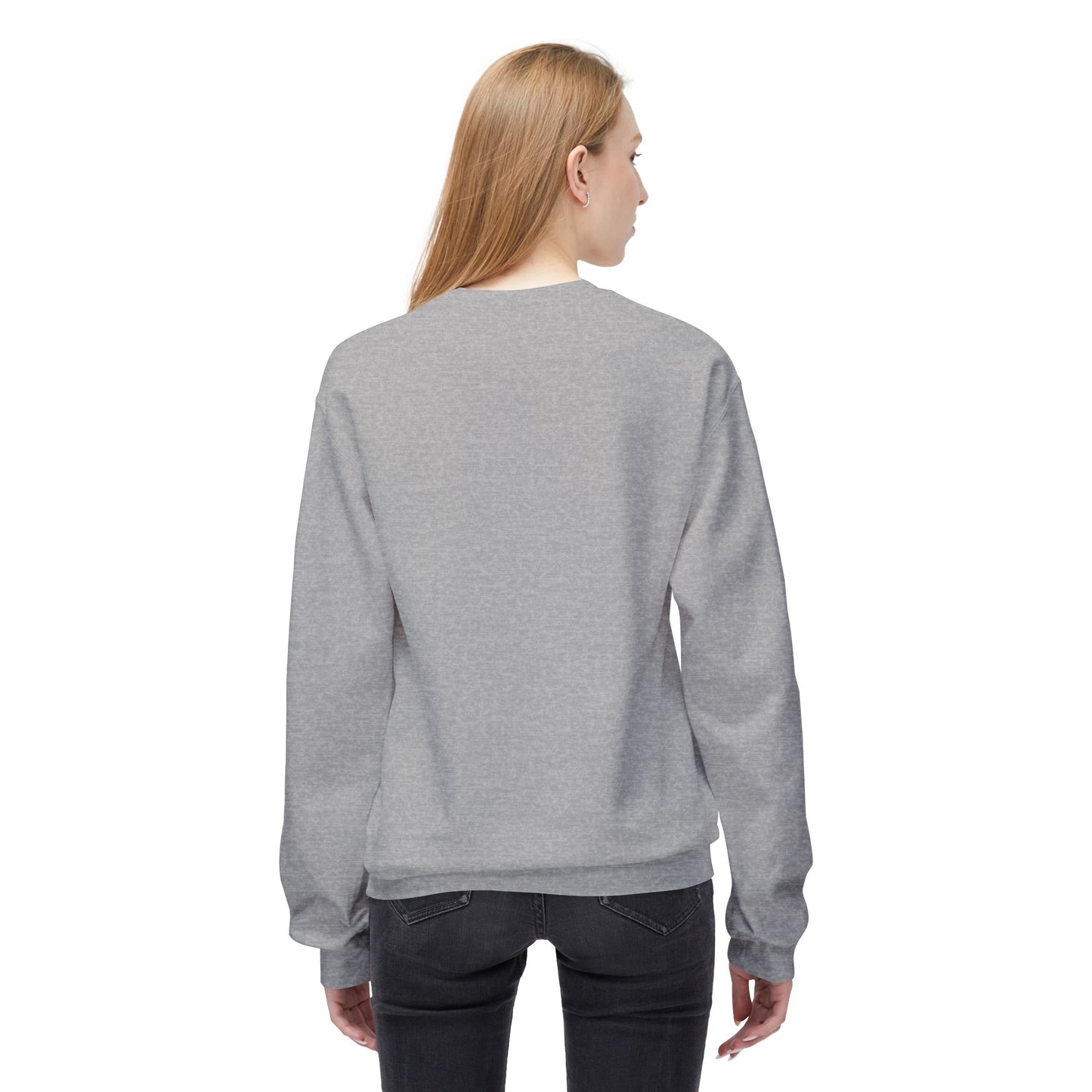 Cosmic Current Crewneck Sweatshirt — Minimal Dark Moon Oval Graphic