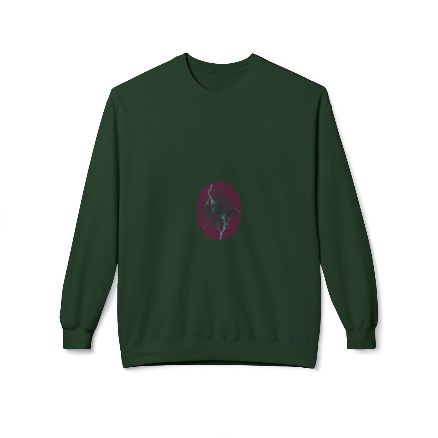 Cosmic Current Crewneck Sweatshirt — Minimal Dark Moon Oval Graphic