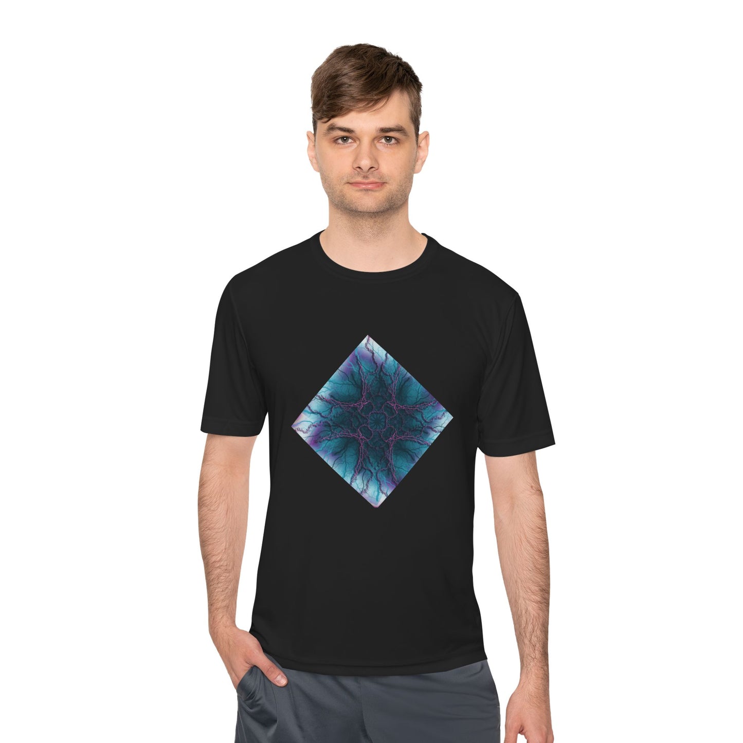 Mystic Bloom Teal & Purple Mandala Graphic Moisture-Wicking Tee