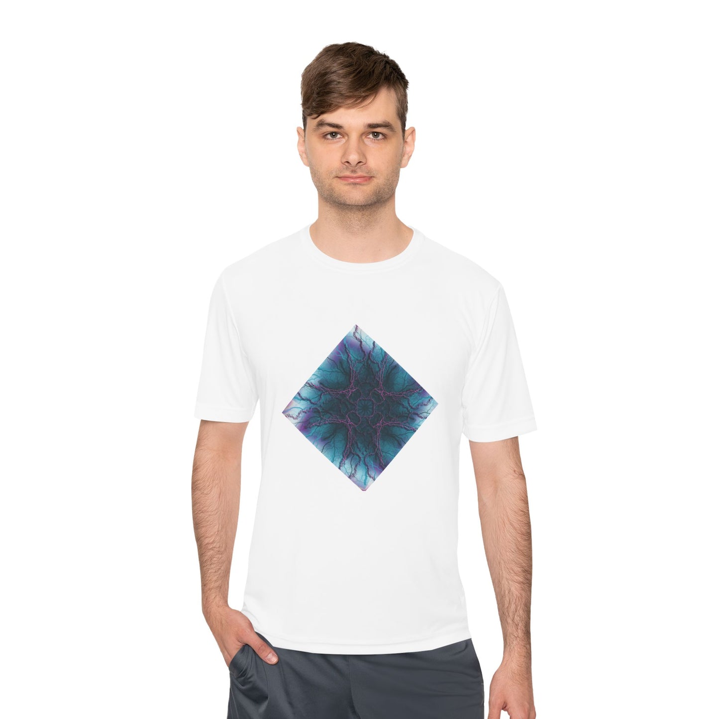 Mystic Bloom Teal & Purple Mandala Graphic Moisture-Wicking Tee