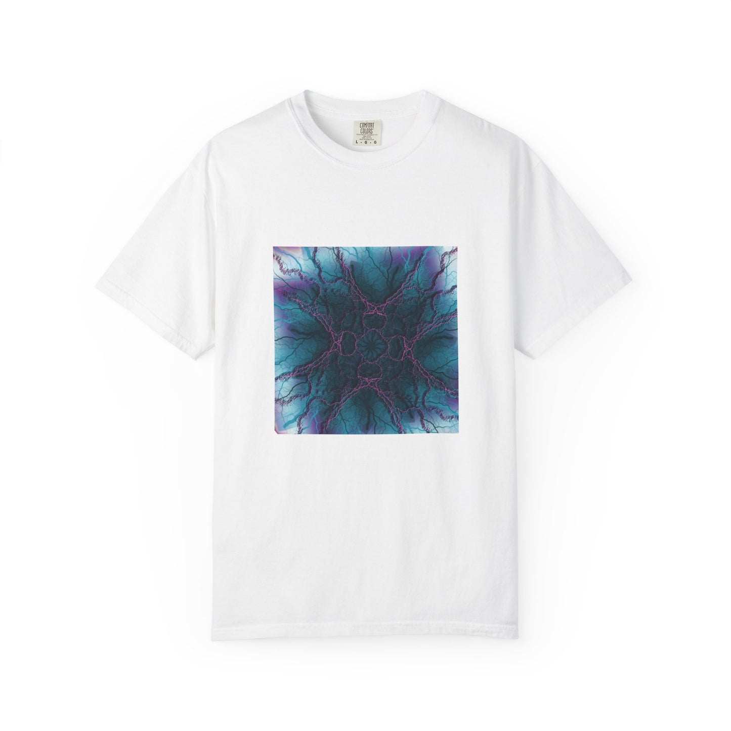 Mystic Bloom Tee — Teal & Purple Geometric Art T-Shirt