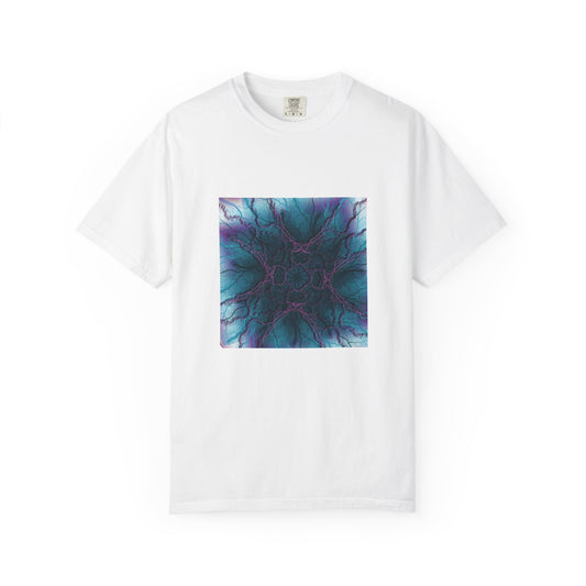 Mystic Bloom Tee — Teal & Purple Geometric Art T-Shirt