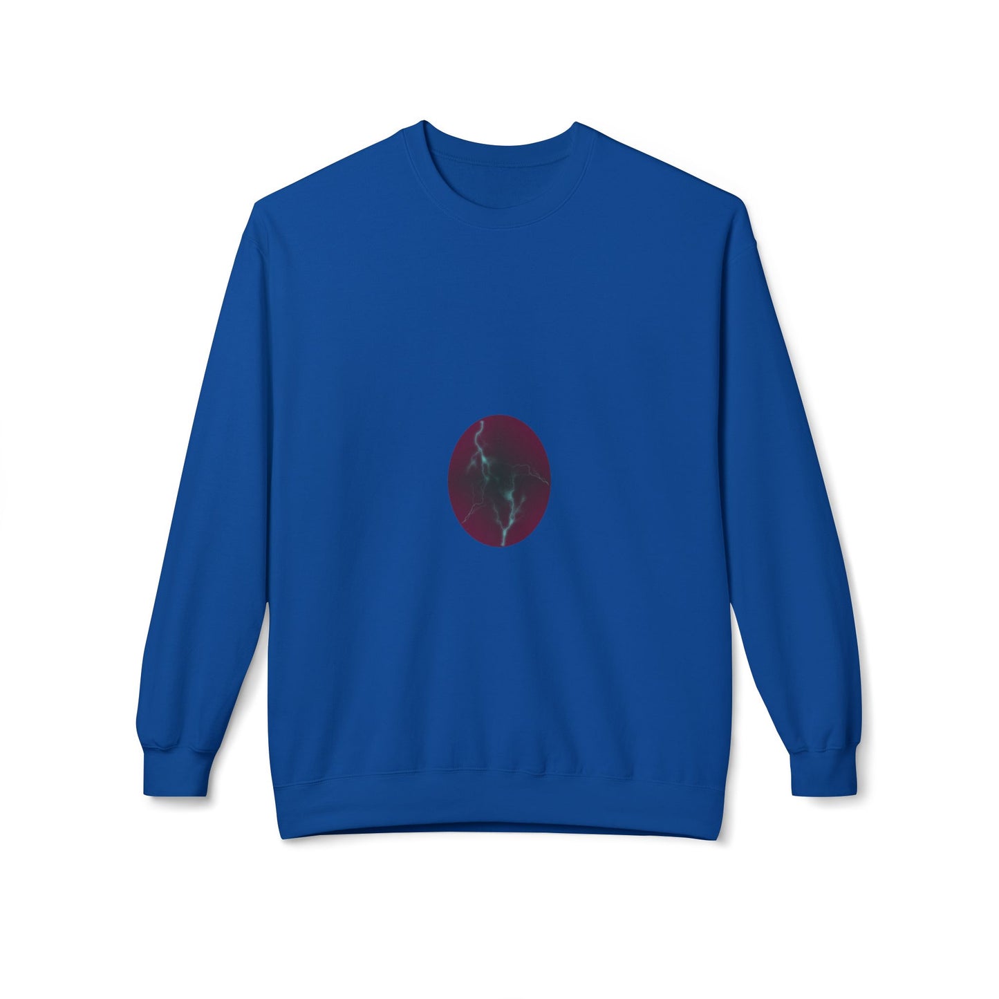 Cosmic Current Crewneck Sweatshirt — Minimal Dark Moon Oval Graphic