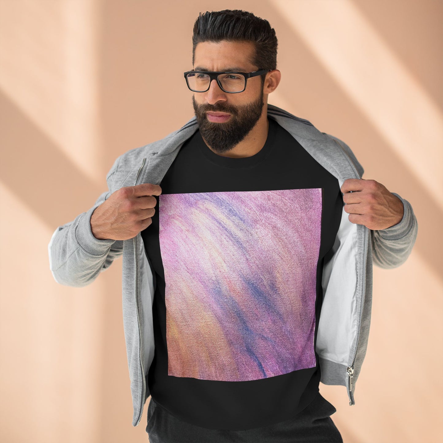 "Dreamwave Drift" Crewneck Sweatshirt – Soft Pink & Lavender Abstract Design