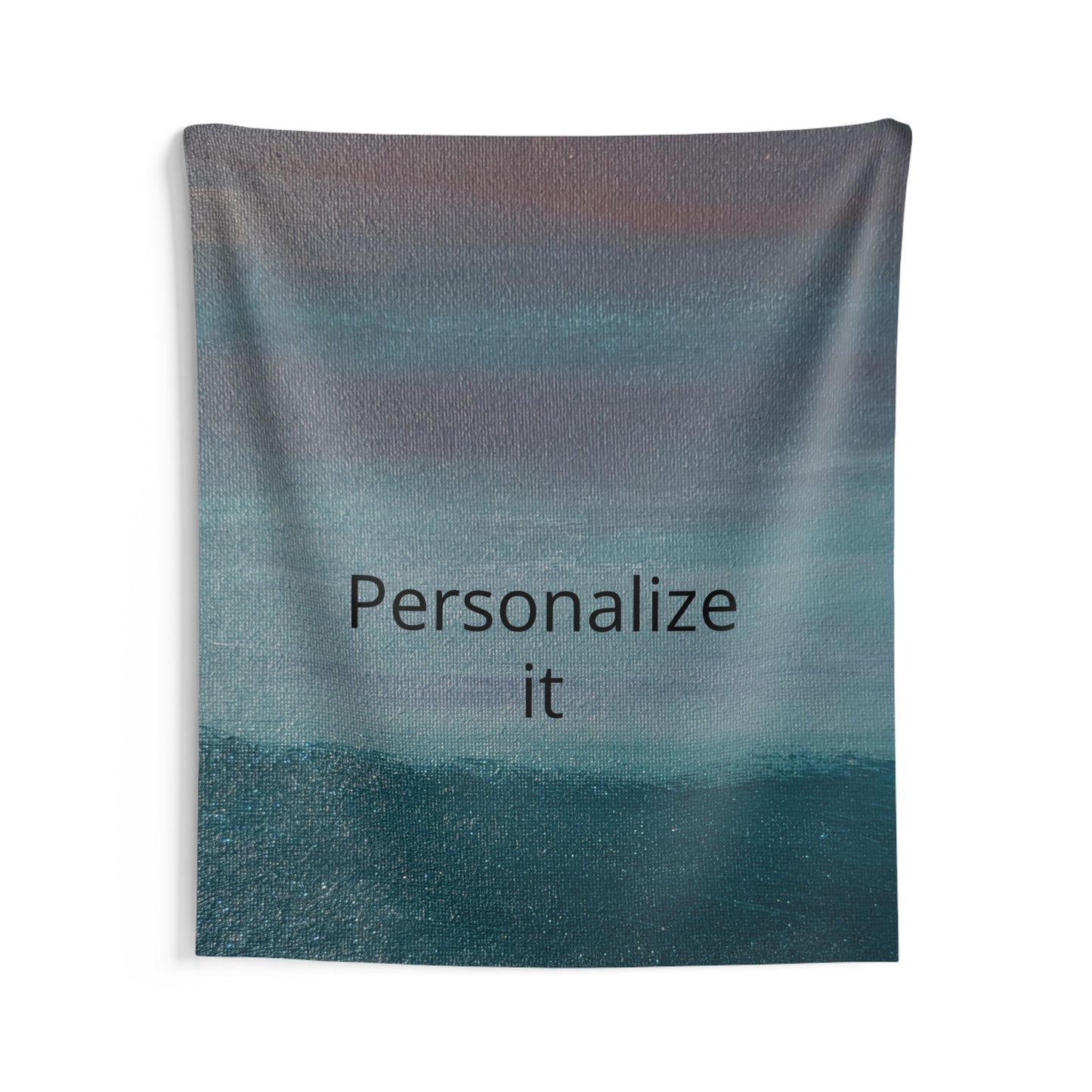 Personalized Sunset Ocean Wall Tapestry — Custom Name Indoor Beach Sky Decor