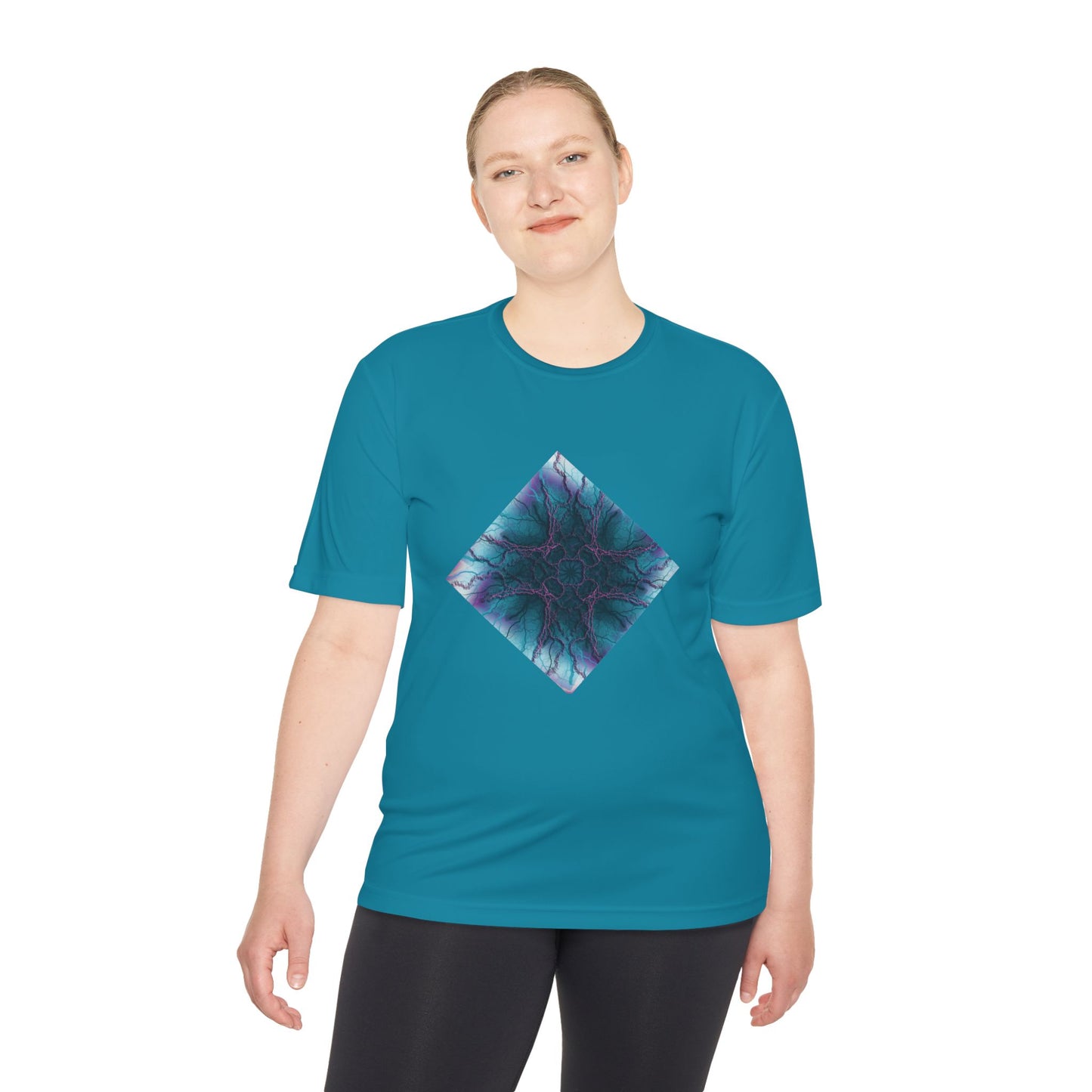 Mystic Bloom Teal & Purple Mandala Graphic Moisture-Wicking Tee