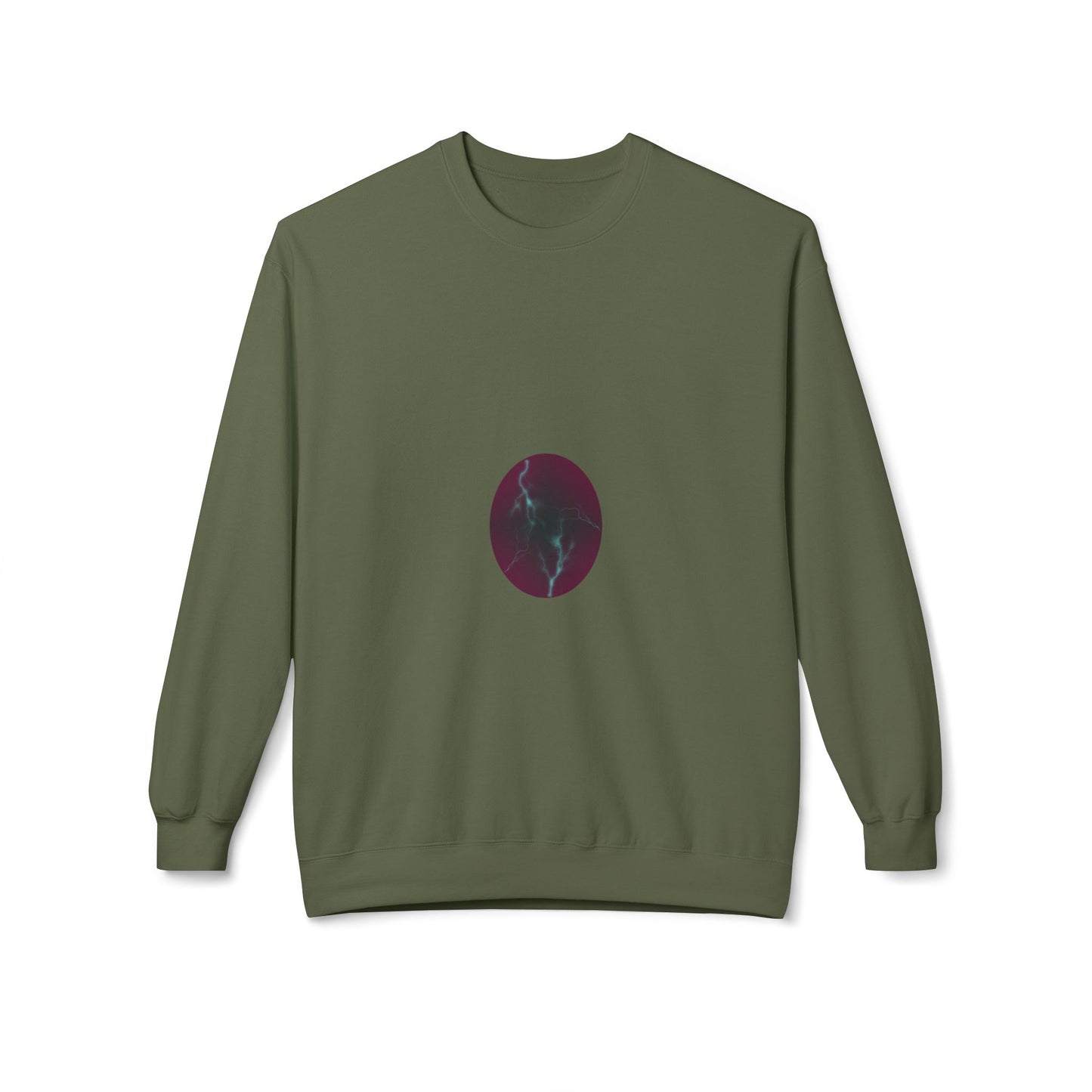 Cosmic Current Crewneck Sweatshirt — Minimal Dark Moon Oval Graphic