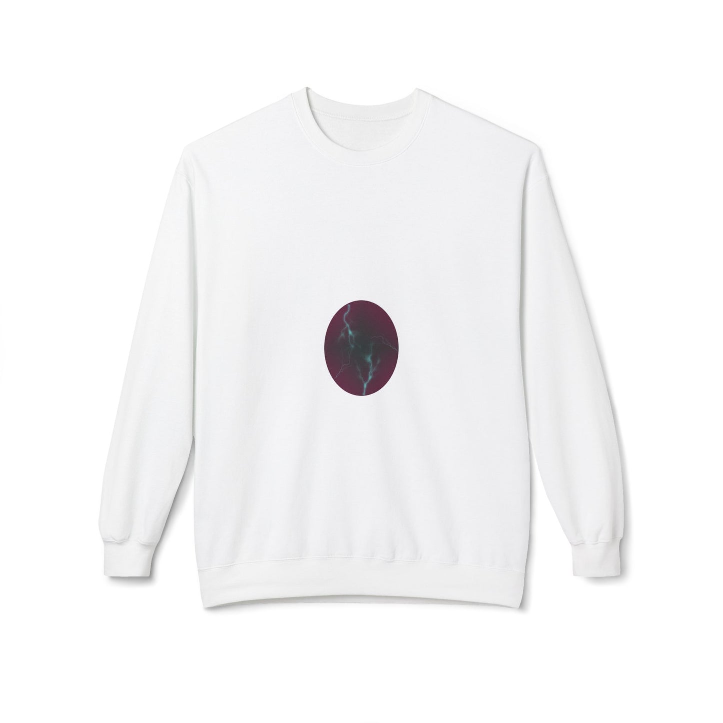 Cosmic Current Crewneck Sweatshirt — Minimal Dark Moon Oval Graphic