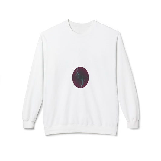 Cosmic Current Crewneck Sweatshirt — Minimal Dark Moon Oval Graphic