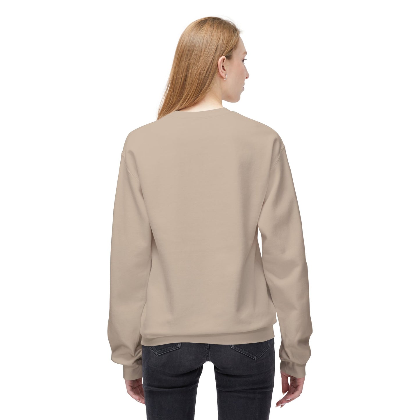 Cosmic Current Crewneck Sweatshirt — Minimal Dark Moon Oval Graphic