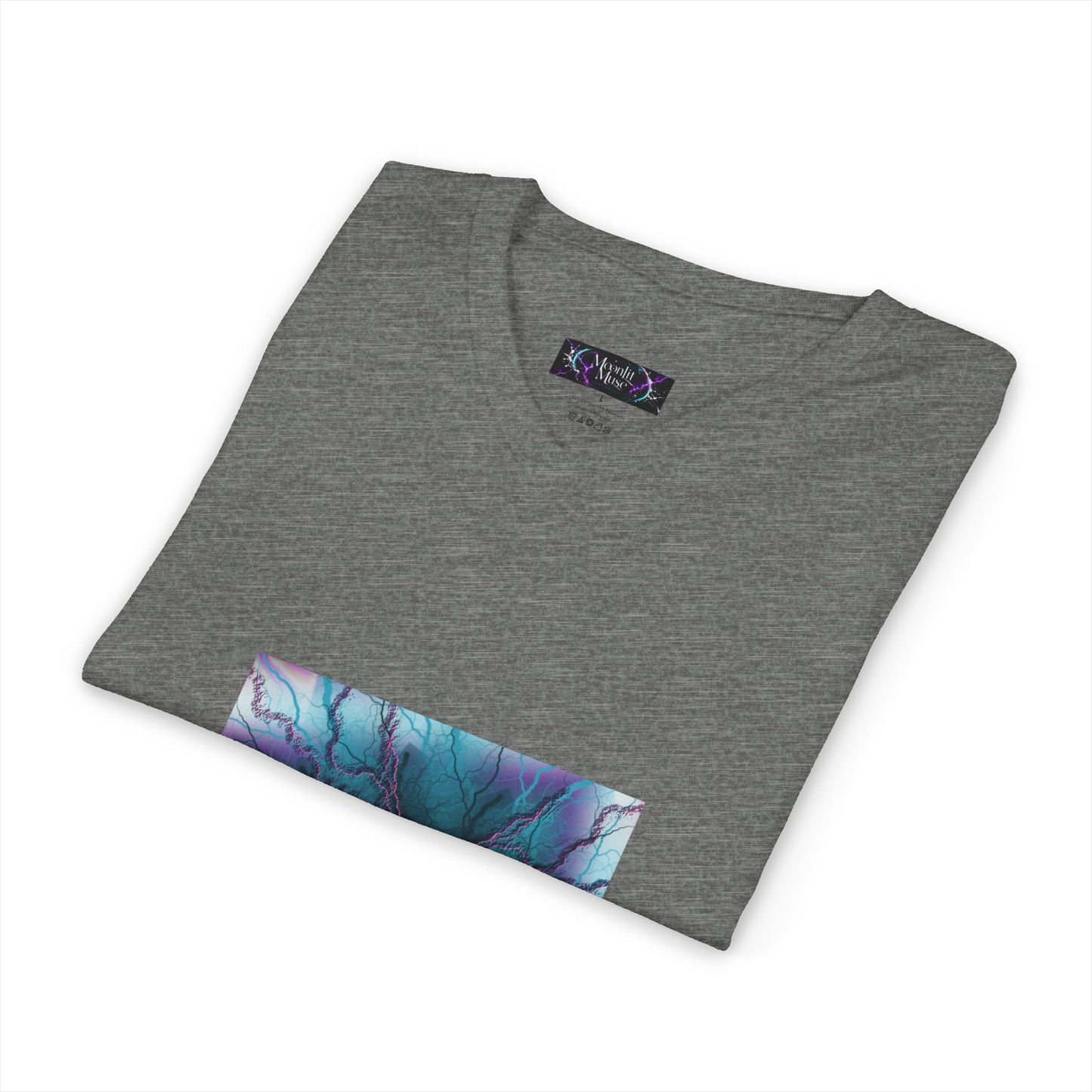 Mystic Bloom V-Neck Tee — Teal & Purple Mandala Graphic