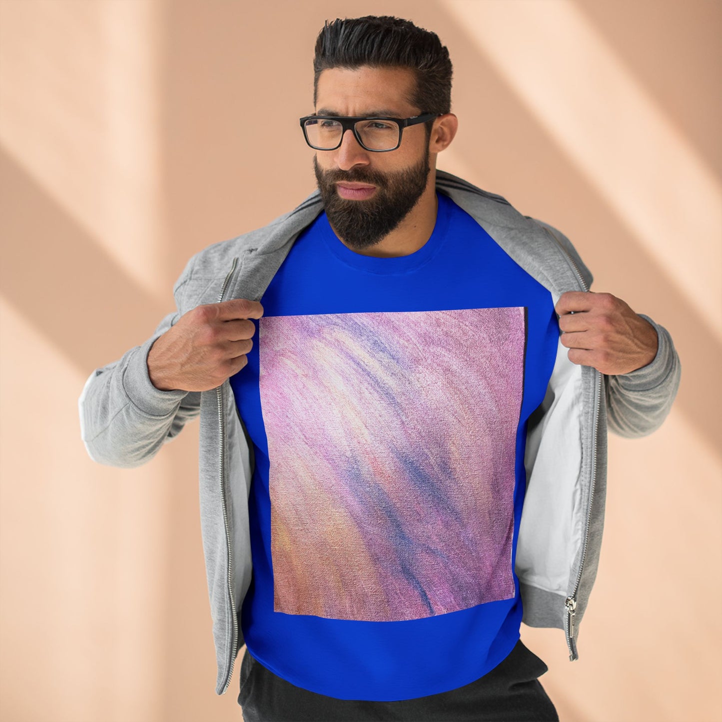 "Dreamwave Drift" Crewneck Sweatshirt – Soft Pink & Lavender Abstract Design