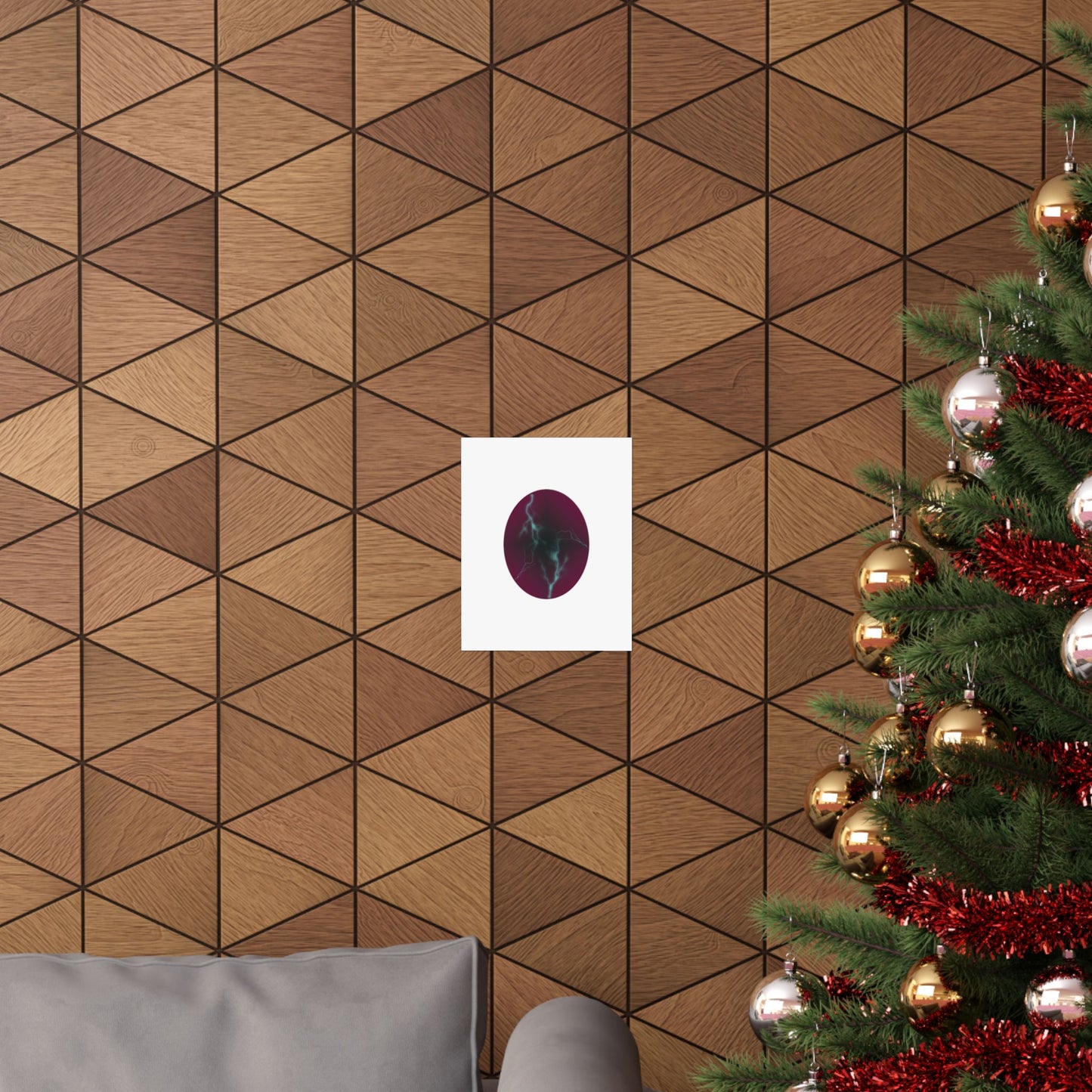 Cosmic Current Oval Matte Poster — Moody Maroon Wall Art