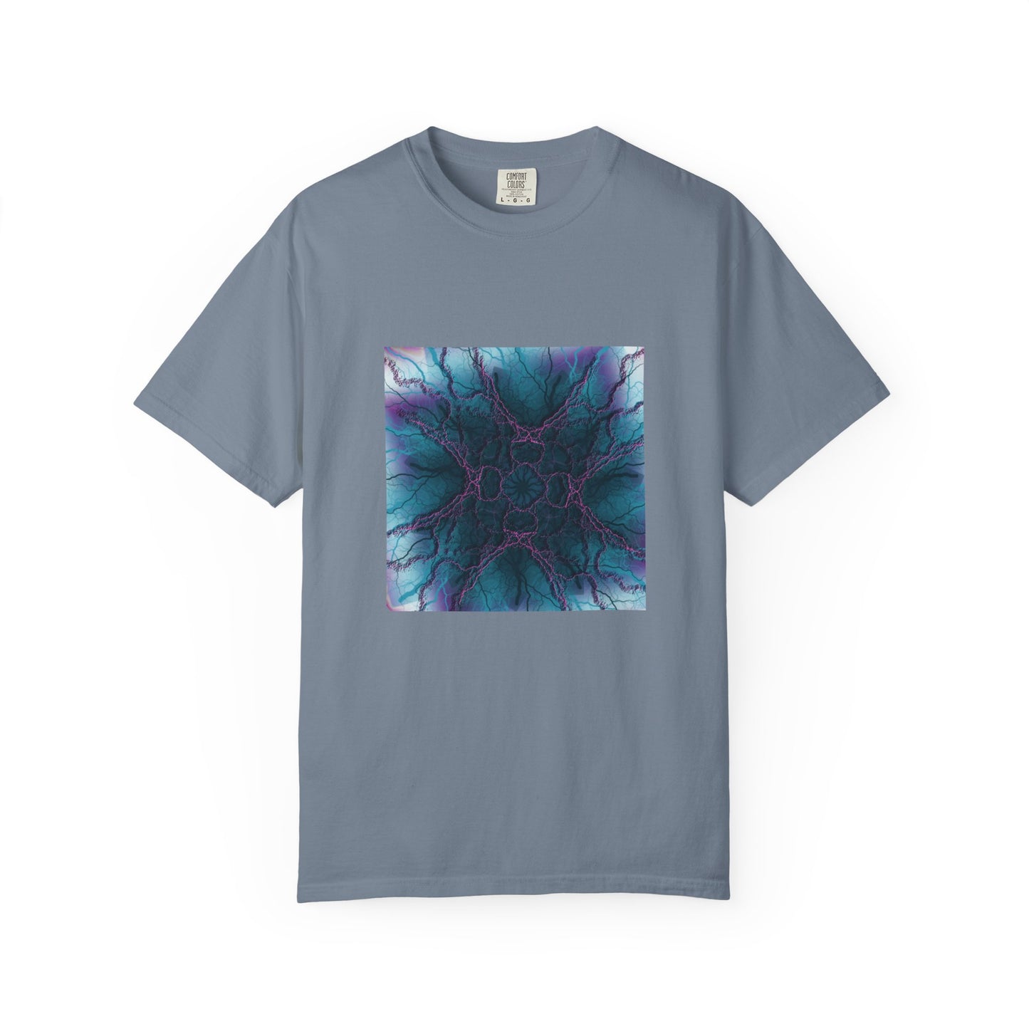 Mystic Bloom Tee — Teal & Purple Geometric Art T-Shirt