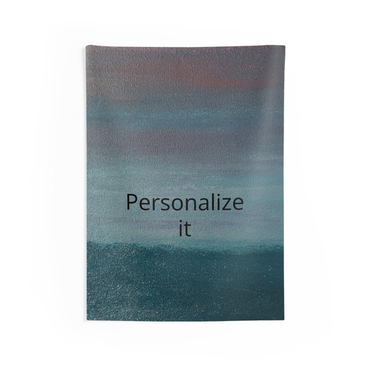 Personalized Sunset Ocean Wall Tapestry — Custom Name Indoor Beach Sky Decor