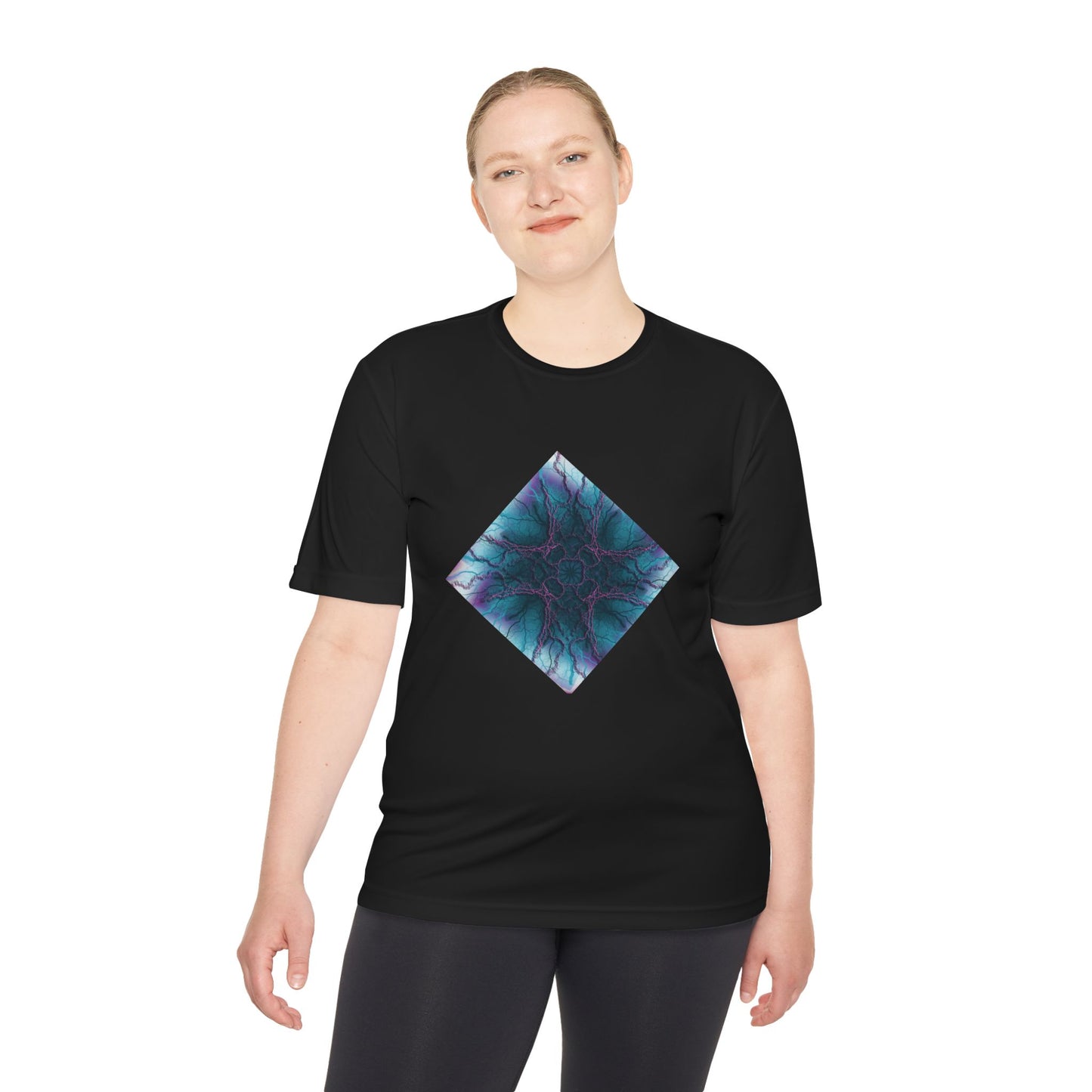 Mystic Bloom Teal & Purple Mandala Graphic Moisture-Wicking Tee