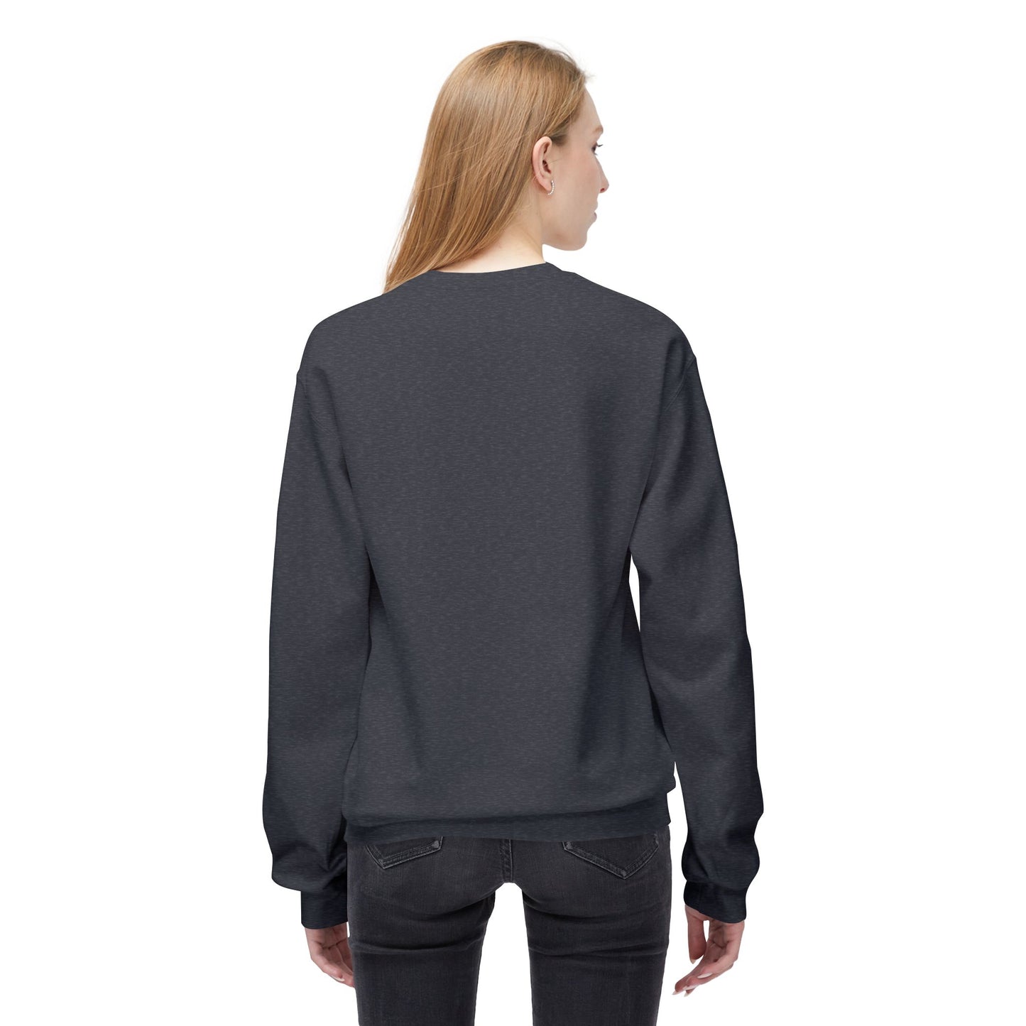 Cosmic Current Crewneck Sweatshirt — Minimal Dark Moon Oval Graphic