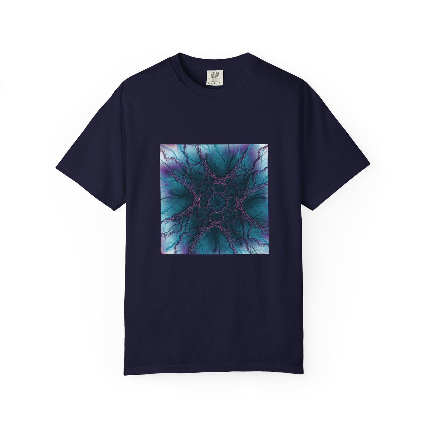 Mystic Bloom Tee — Teal & Purple Geometric Art T-Shirt