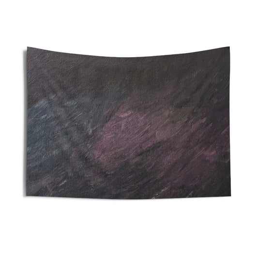 Abstract Dark Marble Wall Tapestry — Moody Purple & Charcoal Indoor Decor