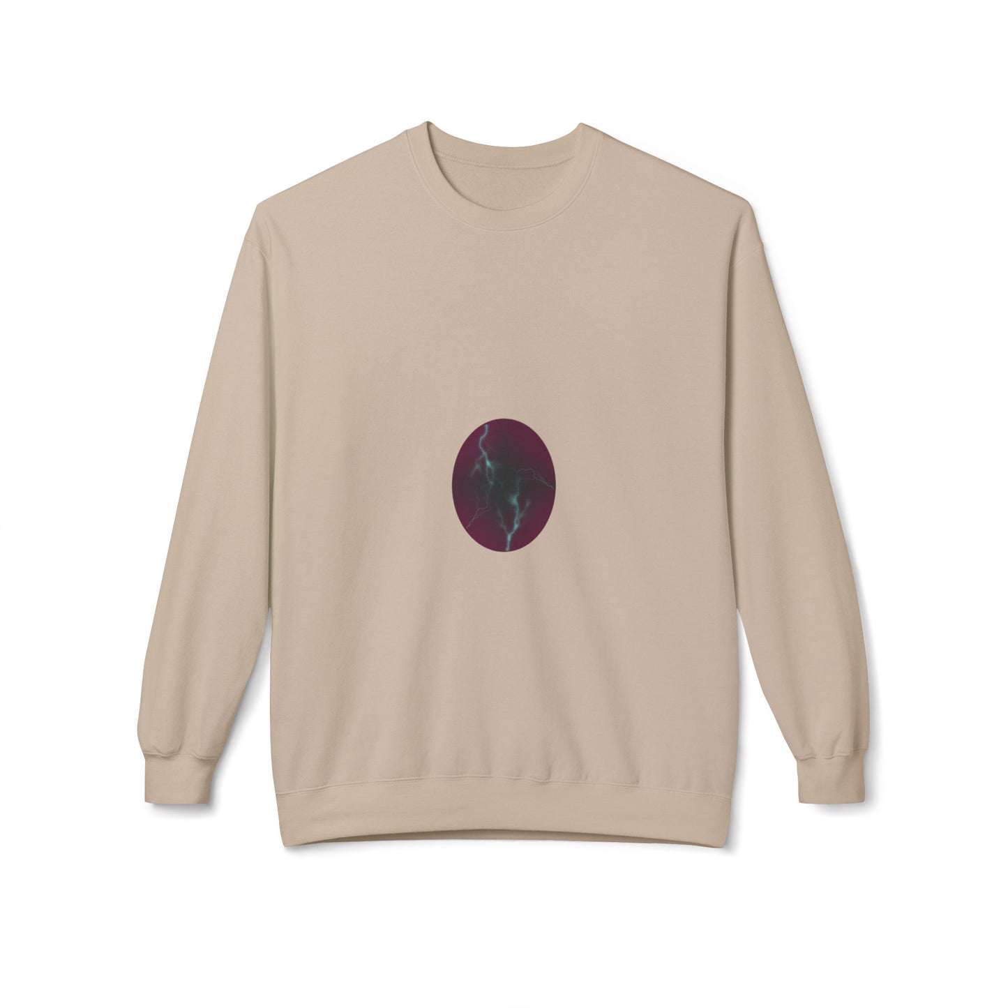 Cosmic Current Crewneck Sweatshirt — Minimal Dark Moon Oval Graphic