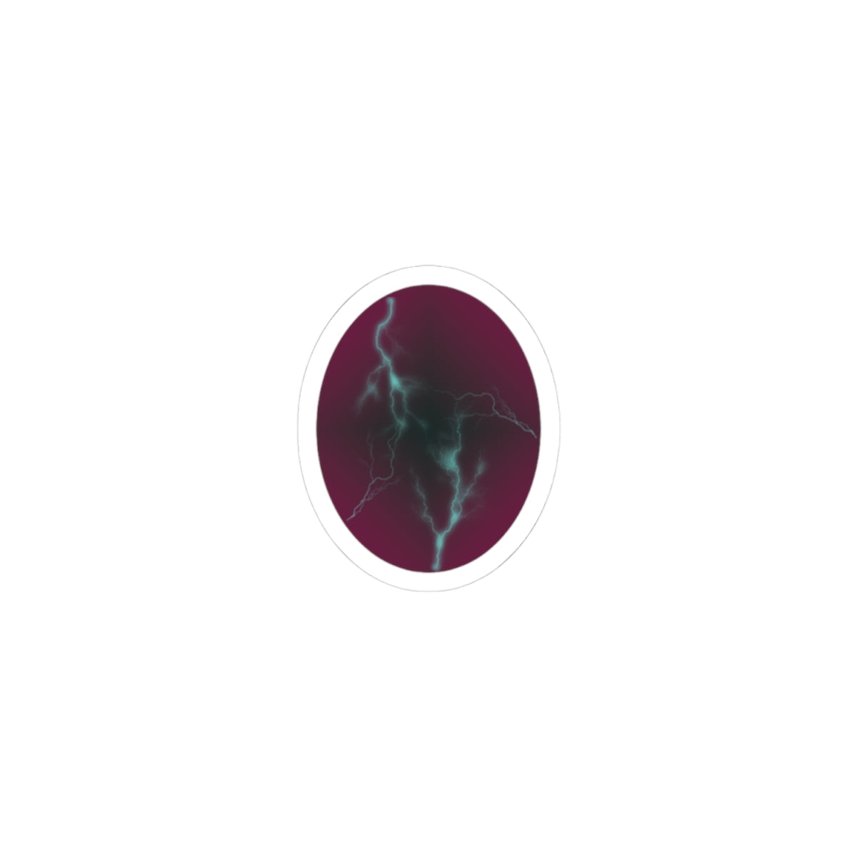 Cosmic Current Dark Purple Origin Dragon Egg Kiss-Cut Sticker — Teal Lightning Crack Design