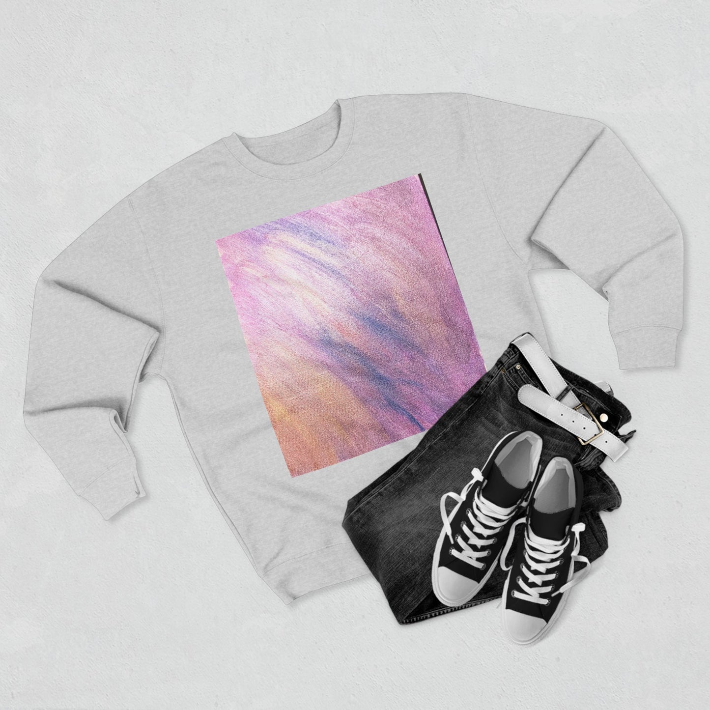 "Dreamwave Drift" Crewneck Sweatshirt – Soft Pink & Lavender Abstract Design