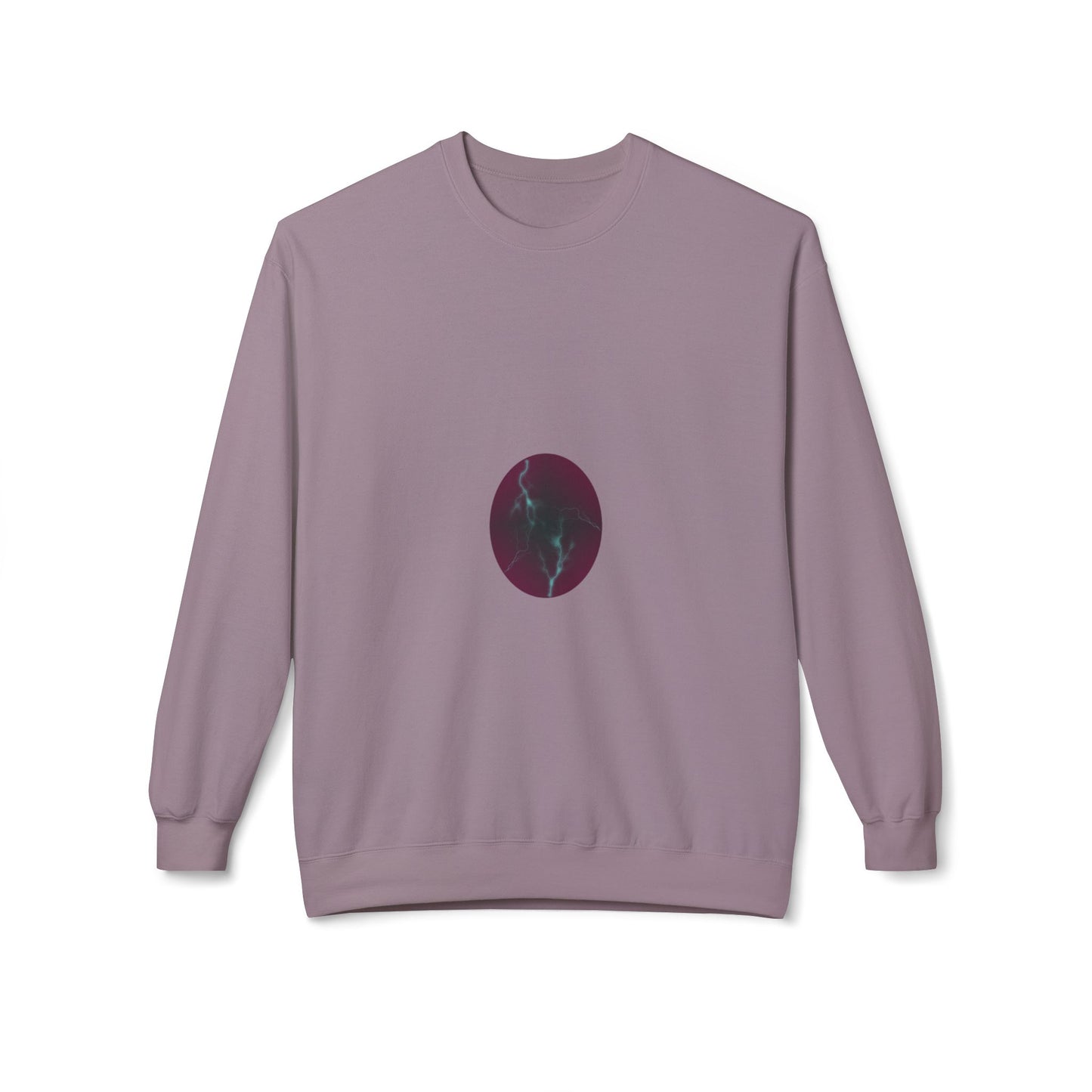 Cosmic Current Crewneck Sweatshirt — Minimal Dark Moon Oval Graphic