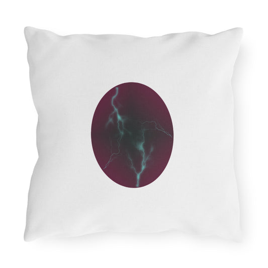 Cosmic Current – Luminous Abstract Magenta & Blue Outdoor Pillow