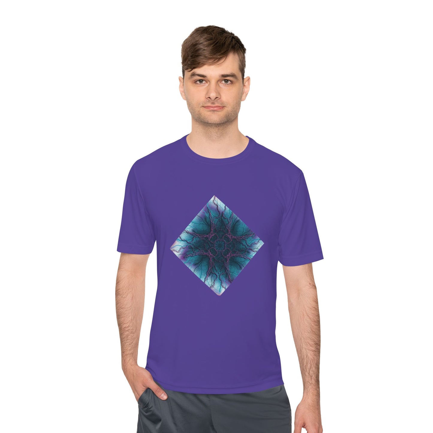 Mystic Bloom Teal & Purple Mandala Graphic Moisture-Wicking Tee
