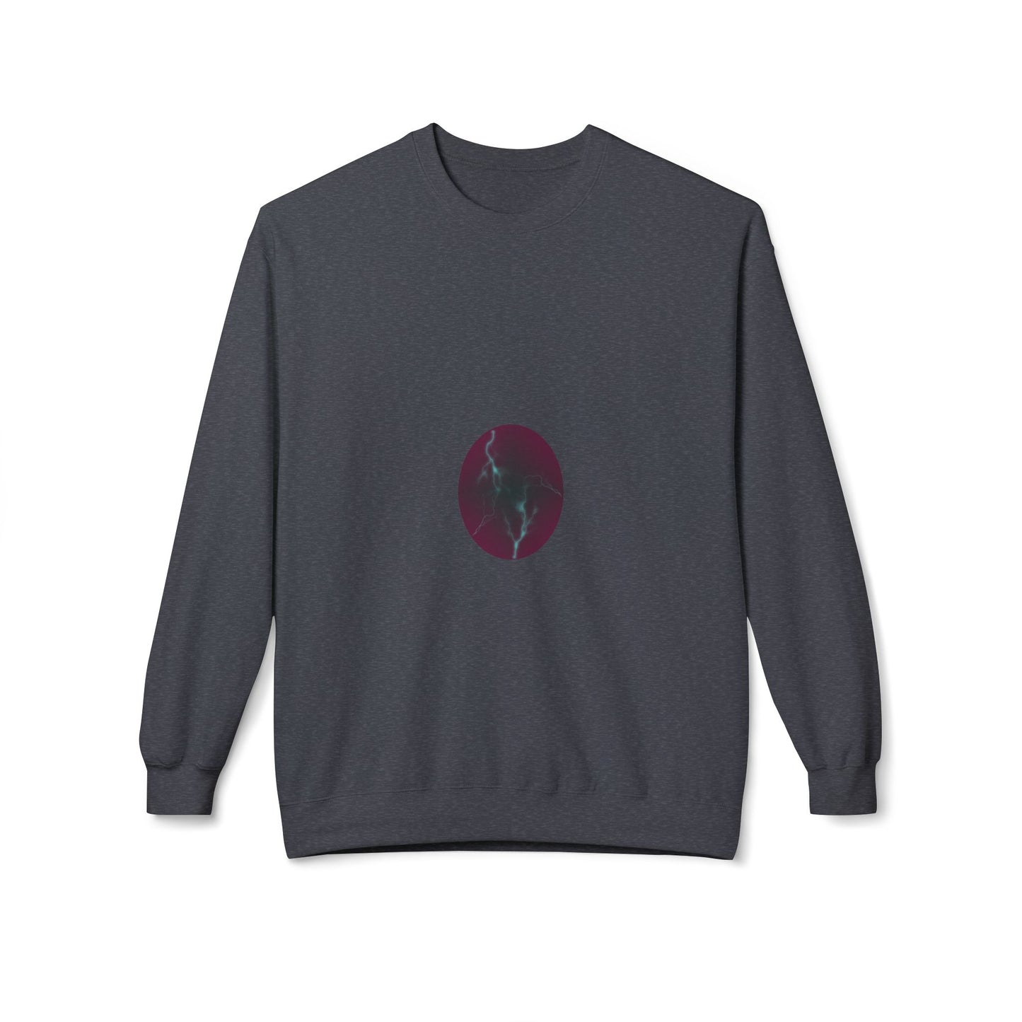Cosmic Current Crewneck Sweatshirt — Minimal Dark Moon Oval Graphic