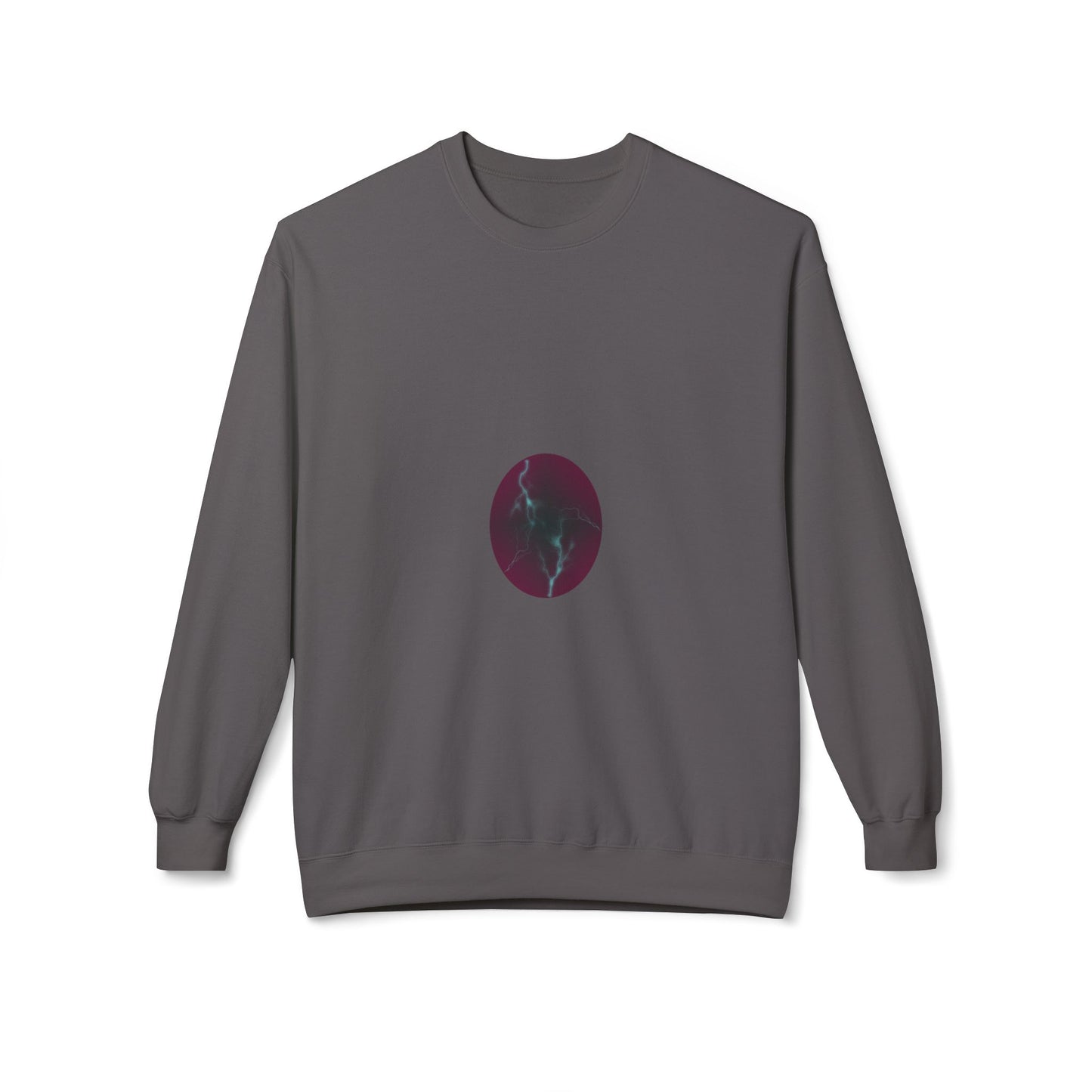 Cosmic Current Crewneck Sweatshirt — Minimal Dark Moon Oval Graphic